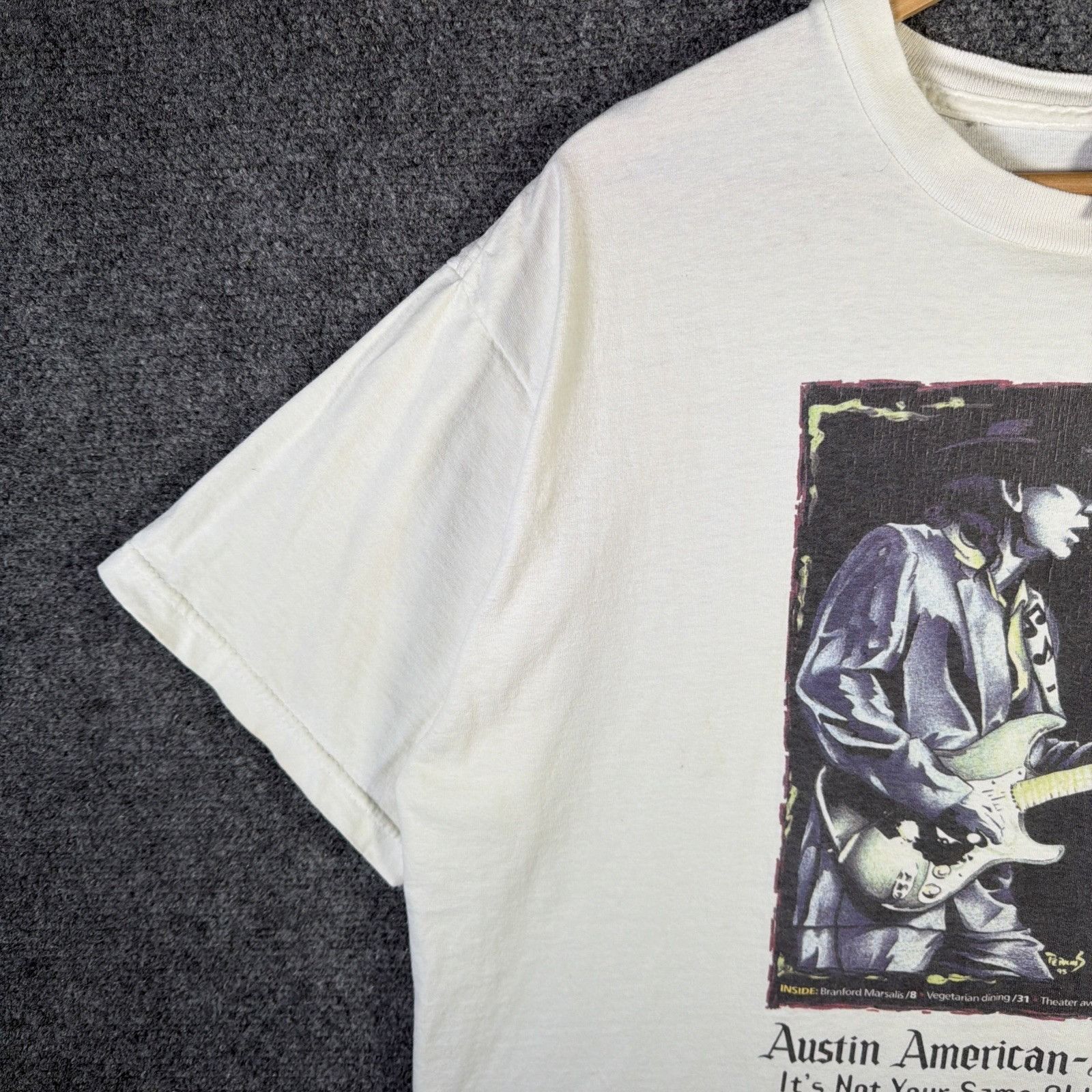 Band Tees Vintage Stevie Ray Vaughan Shirt Mens XL White 90s Guitar Size US XL / EU 56 / 4 - 4 Thumbnail