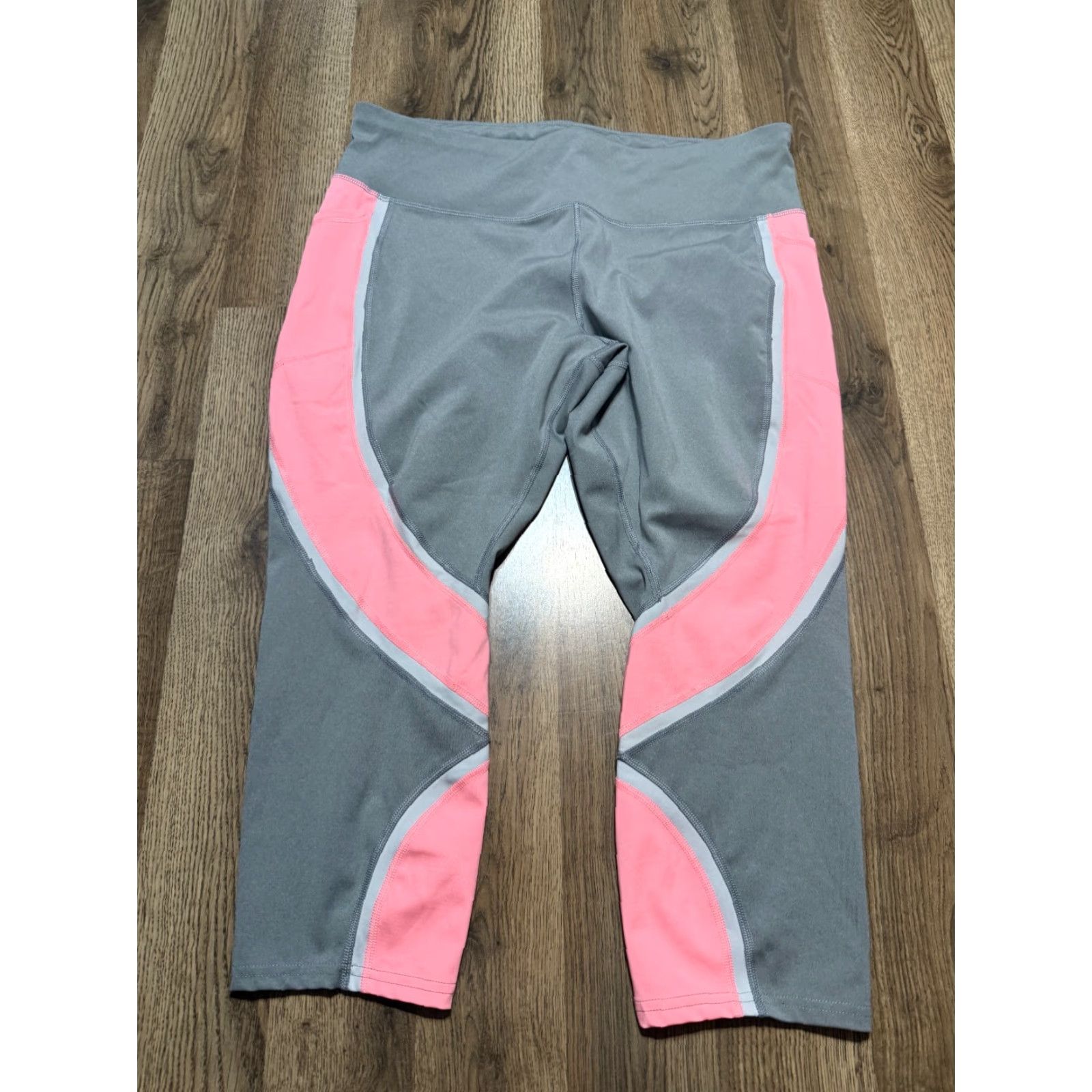 Avia AVIA Leggings, Women's XL, Cropped, Grey Pink, Athletic Wear, High Rise, Yoga, Regular, Casual, Activewear, Pants, Modern, Fall Spring Summer, Womens Size 40" / US 18 - 2 Thumbnail
