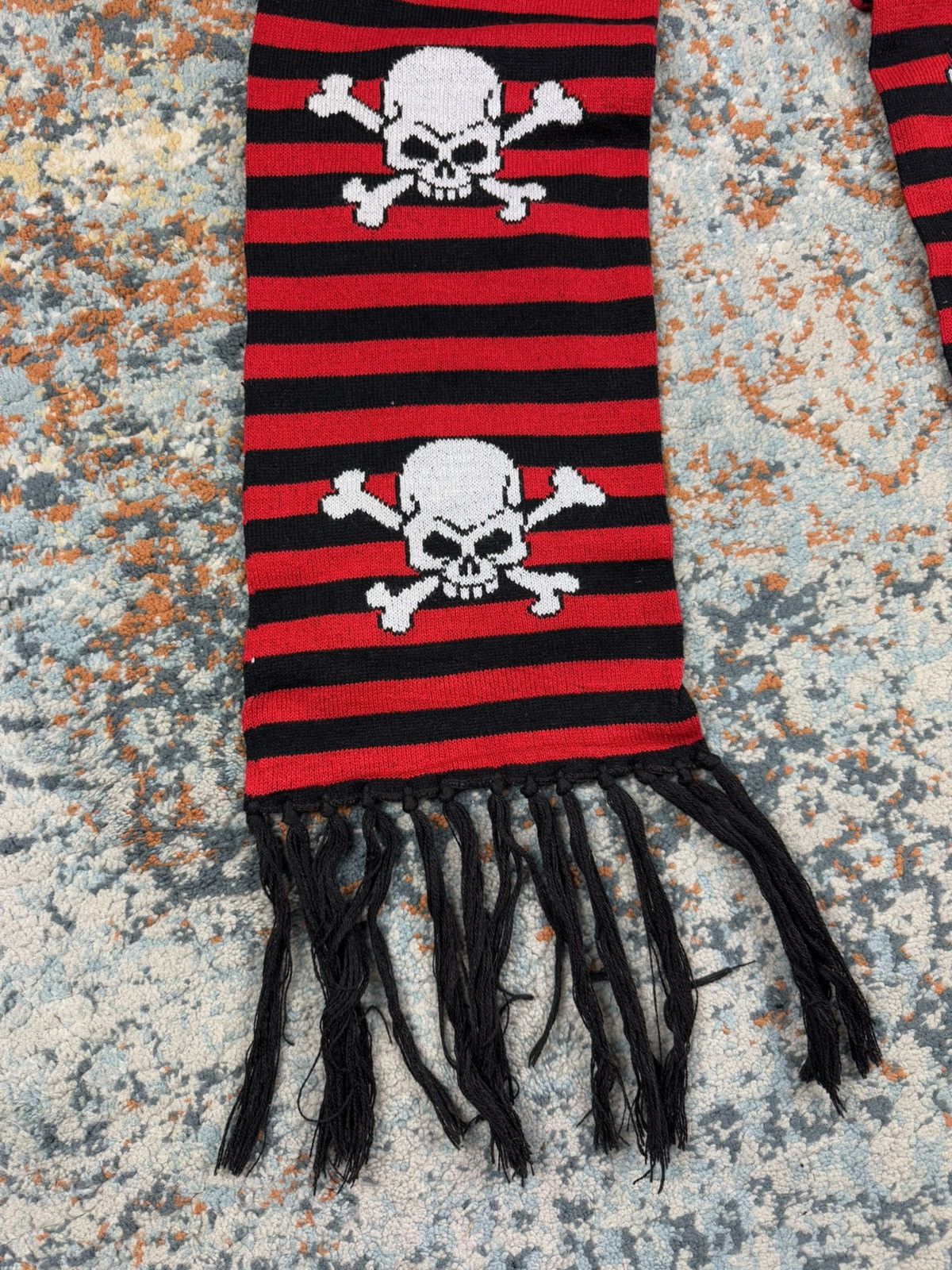 Japanese Brand × Vintage Vintage y2k striped skulls scarf Vivienne Westwood style Size ONE SIZE - 3 Thumbnail