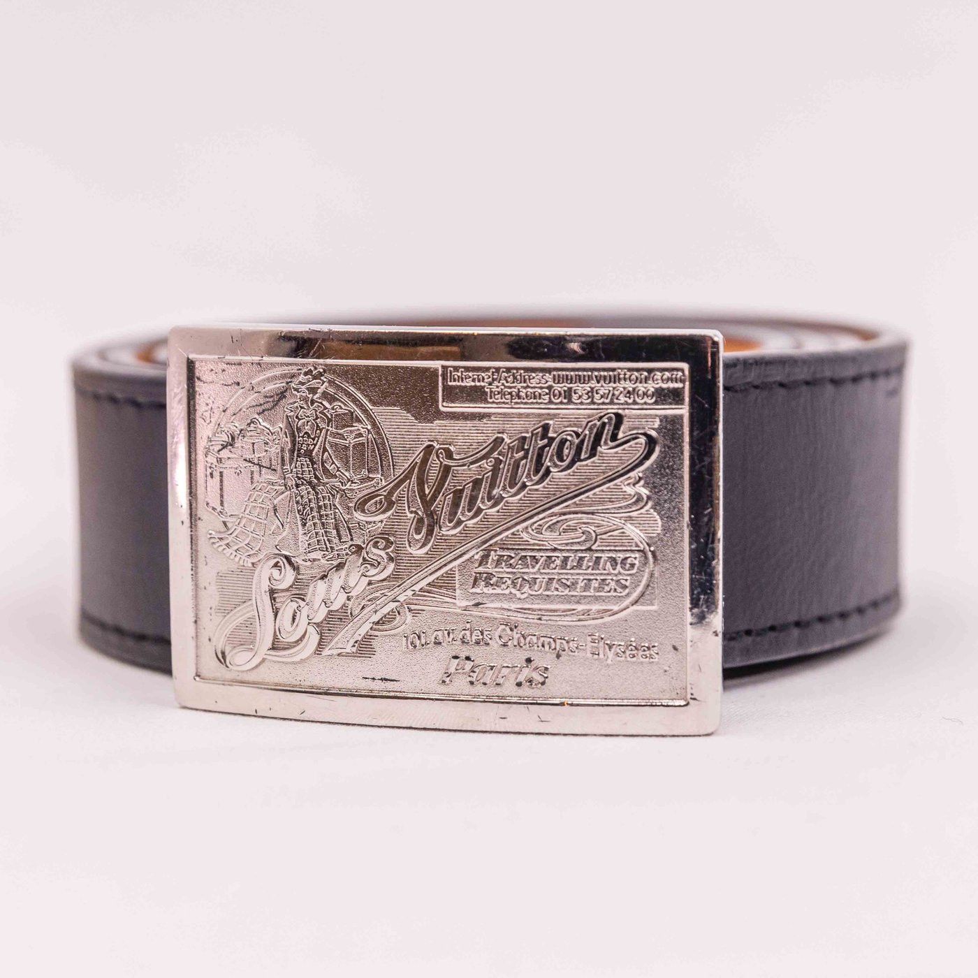 Louis Vuitton Louis Vuitton Travelling Requisites Black Leather Belt Size ONE SIZE - 1 Thumbnail