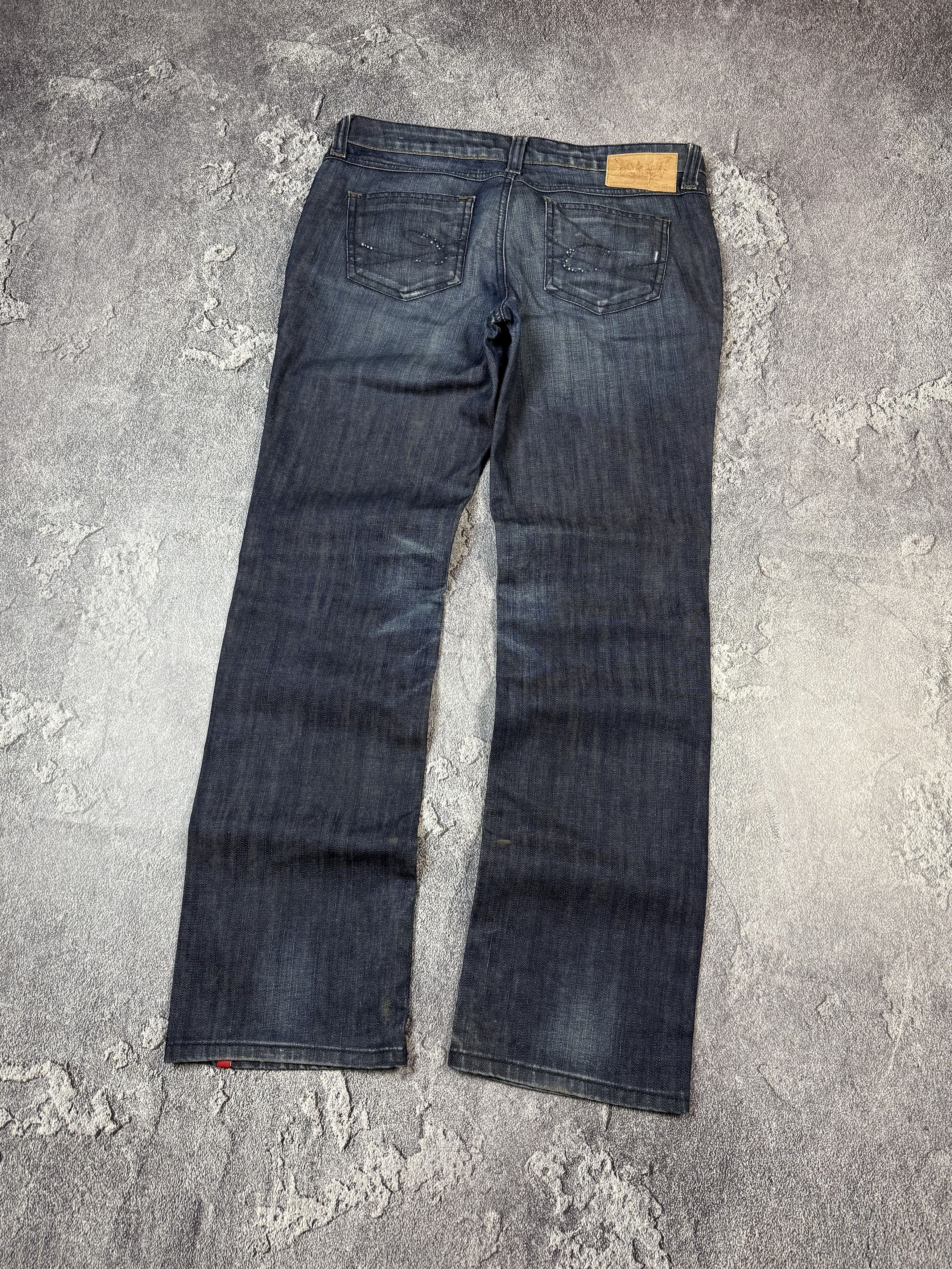 If Six Was Nine Y2K 2000s Low Rise Faded Straight Fit Glam Ladies Jeans Size 30" / US 8 / IT 44 - 5 Thumbnail