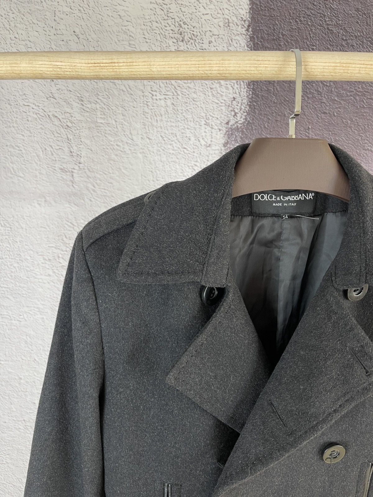 Dolce & Gabbana Dolce & Gabbana wool double breasted overcoat leather trim Size US L / EU 52-54 / 3 - 9 Thumbnail