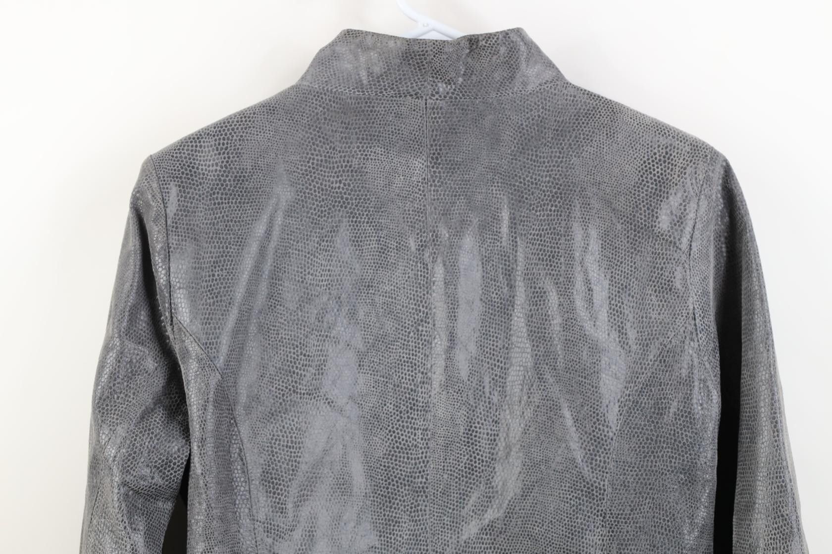 Express Vintage Y2K Express Leather Full Zip Bomber Jacket Gray Size L / US 10 / IT 46 - 9 Thumbnail