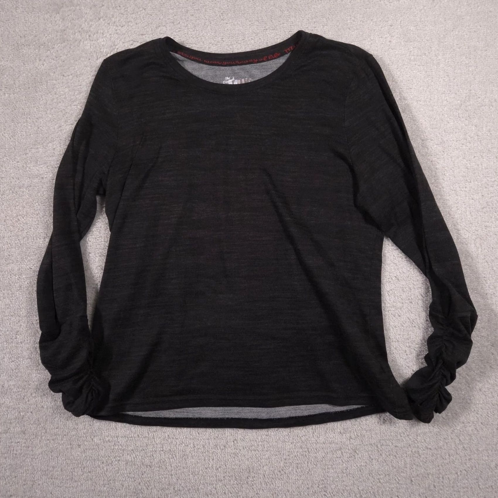 Vintage Muk Luks Shirt Womens Large Gray Crew Neck Ruched Long Sleeve Top Size L / US 10 / IT 46 - 2 Thumbnail