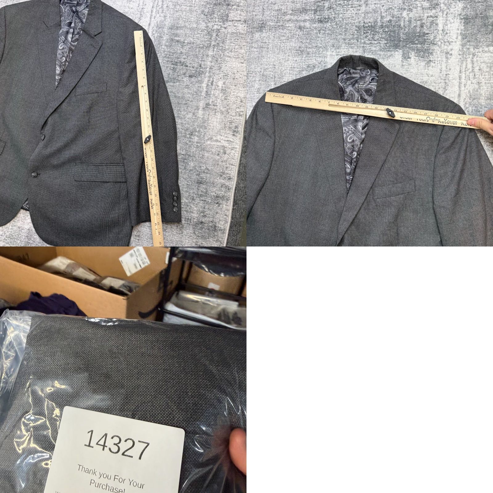 Vintage Oak Hill Blazer Jacket Mens 2XL Gray Solid Notch Lapel 2-Button Front Single-Breasted Lined Polyester Viscose 50/52PR Vintage: No Size 48R - 9 Thumbnail