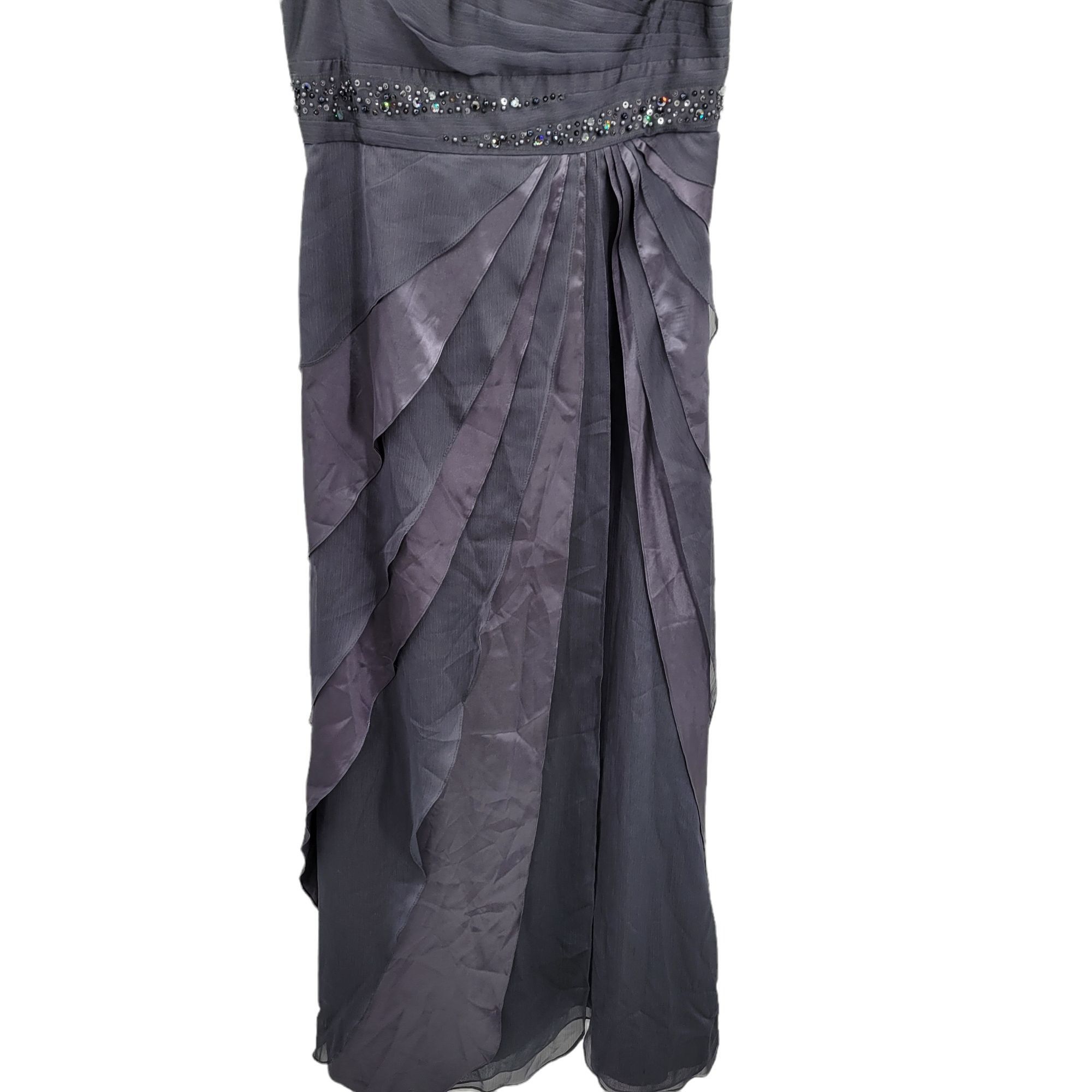 Adrianna Papell Vtg Starburst Ruffle Gown Sz 16 Gunmetal Gray Dress Tiered Size XXL / US 16-18 / IT 52-54 - 6 Thumbnail