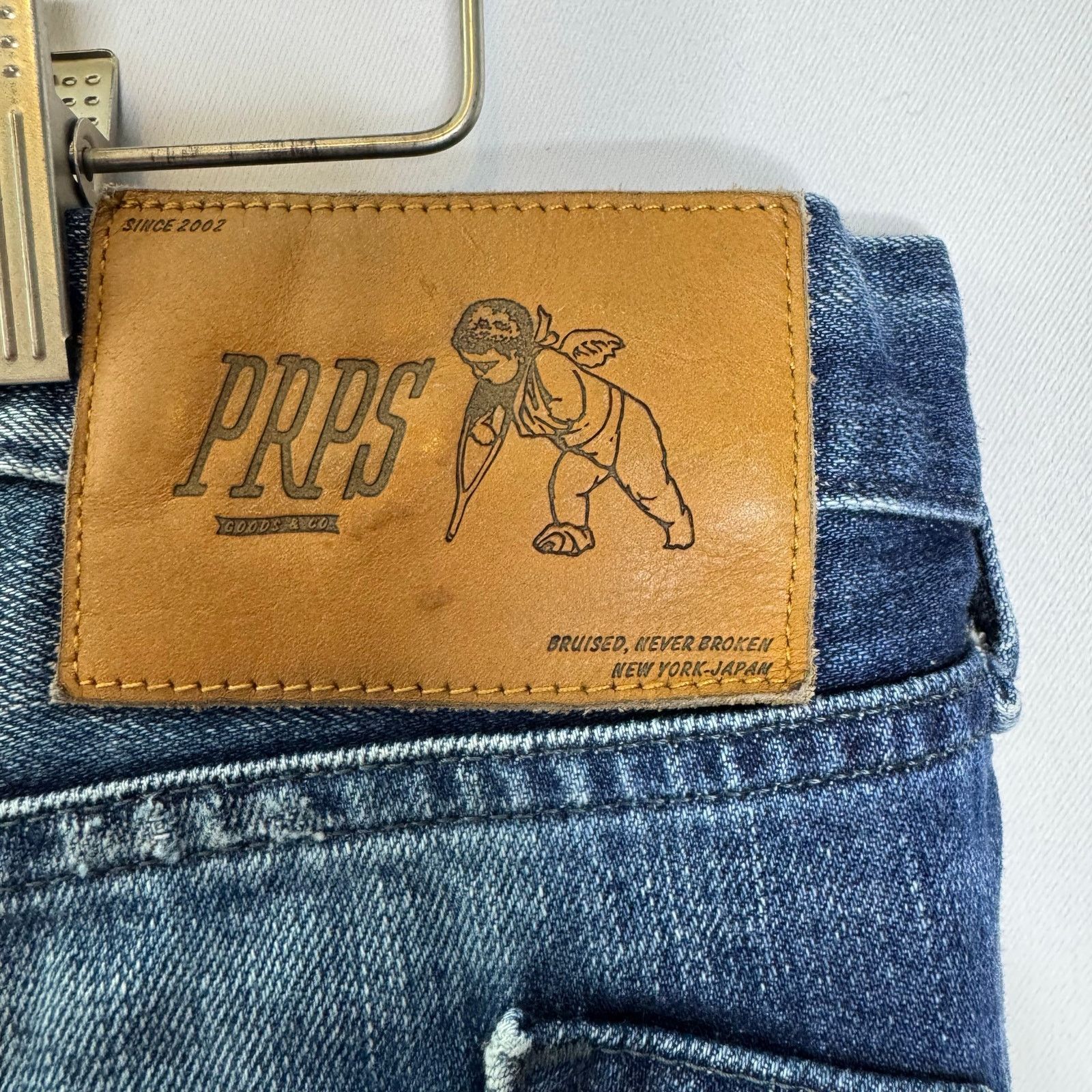 Prps PRPS Goods & Co Distressed Button Fly Jeans Mens 38 Straight Size US 38 / EU 54 - 6 Thumbnail