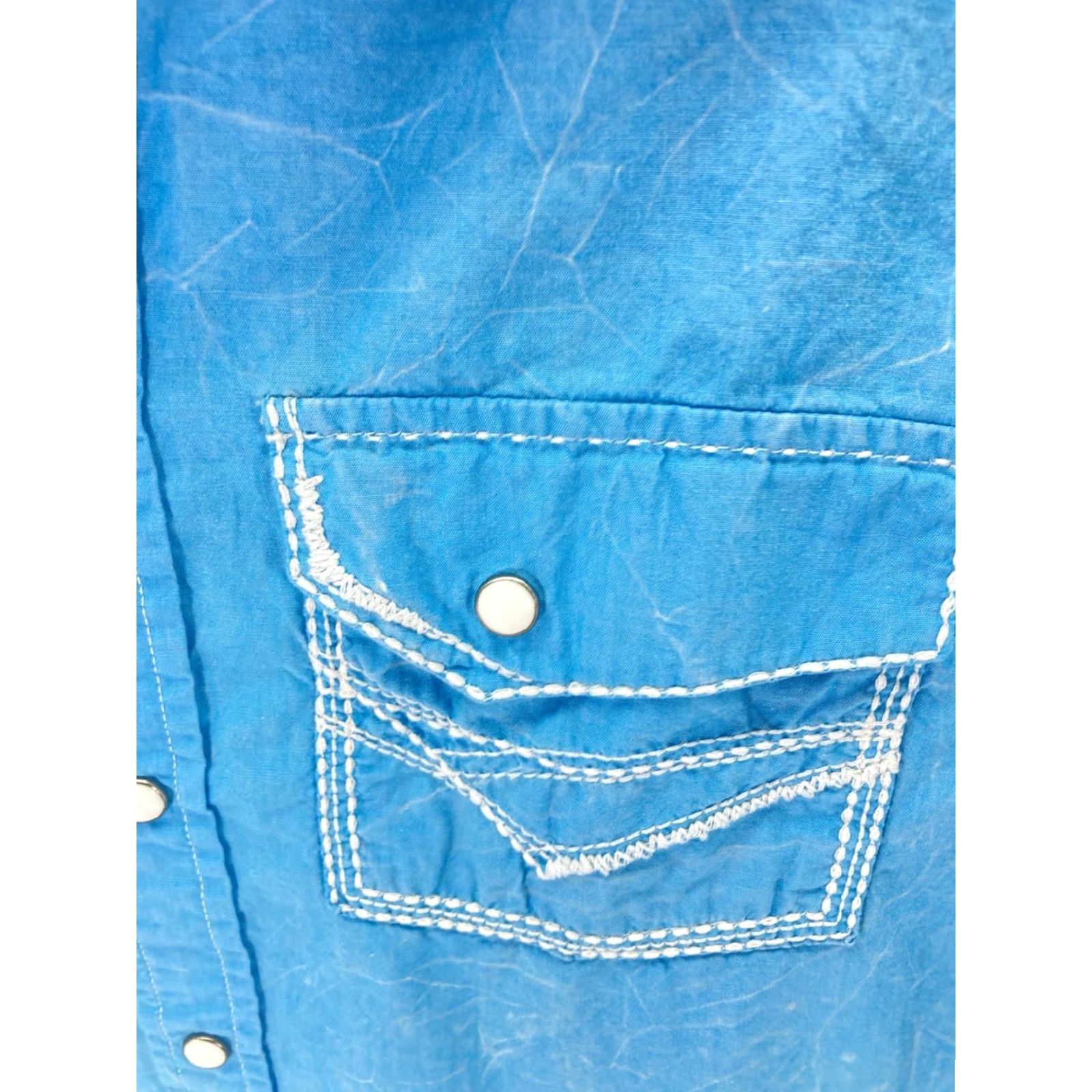 Vintage Rock Roll Cowboy Pearl Snap Shirt Men Small Turquois Blue Long Sleeve Western Shirt Mens S Blue Western Pearl Snap Shirt Size US S / EU 44-46 / 1 - 4 Thumbnail