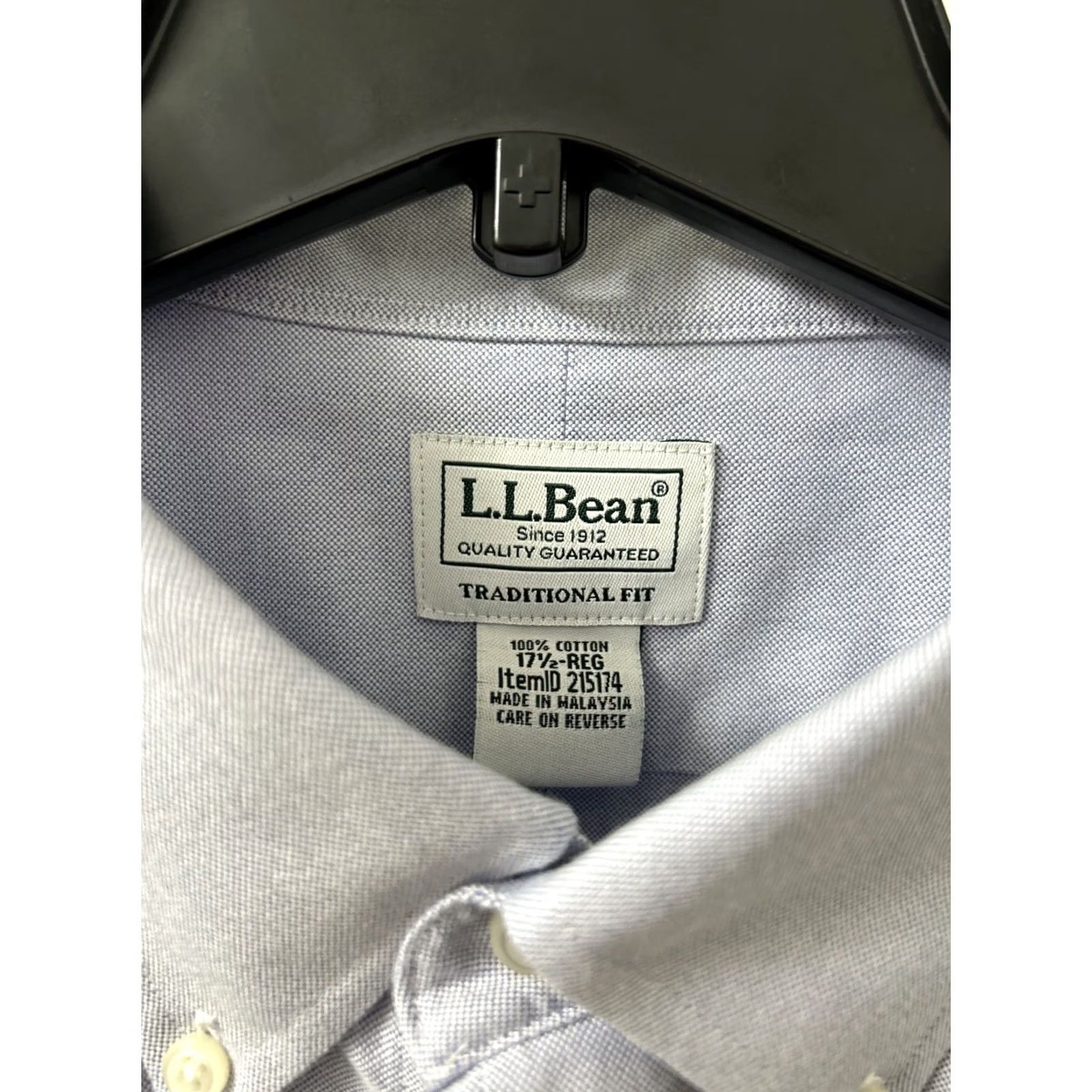 Vintage VINTAGELL Bean Shirt Mens 17.5 Blue Comfort Stretch Oxford Traditional Fit S/S 215174 Size US XXL / EU 58 / 5 - 6 Thumbnail