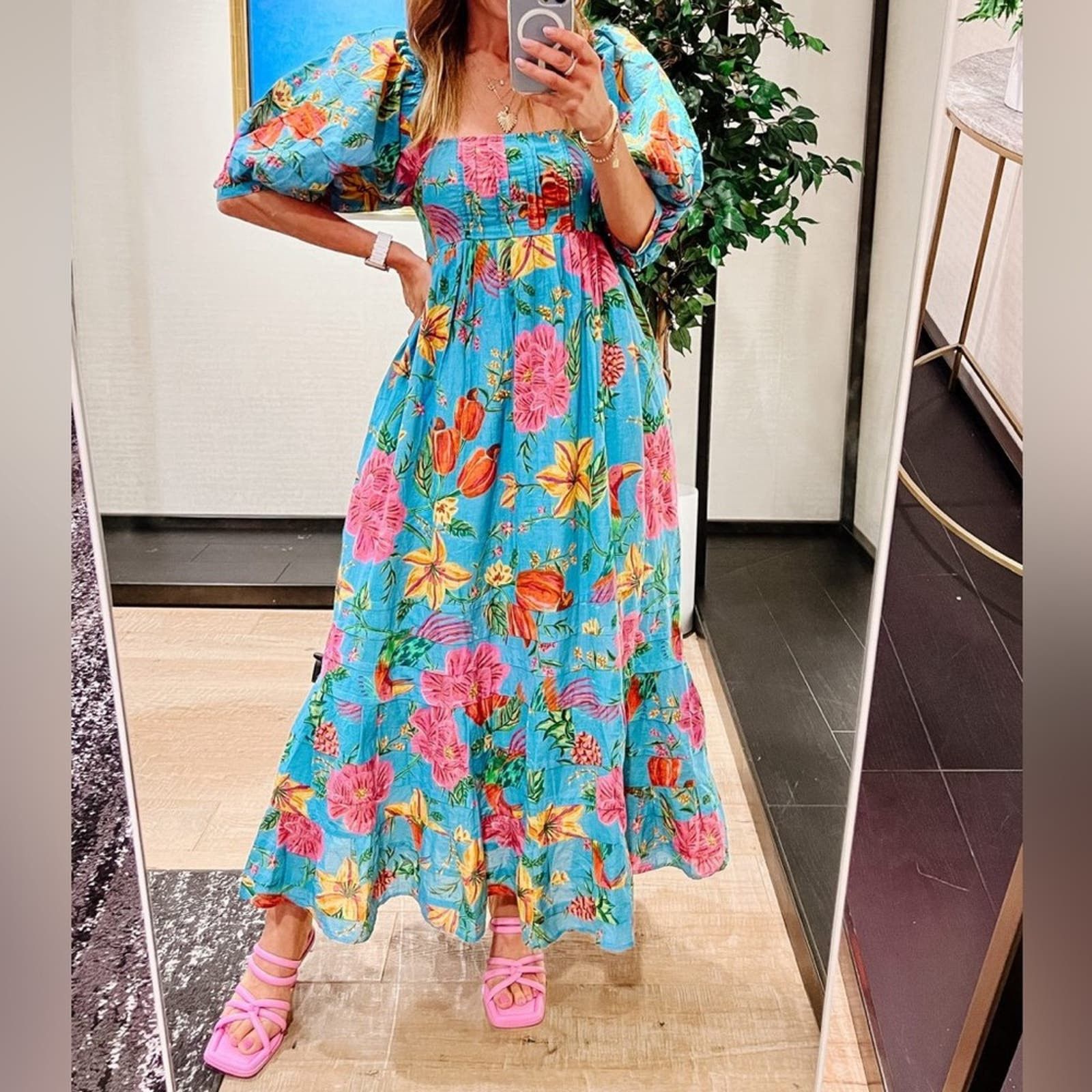 farm rio blue floral dress FARM Rio | Light Blue Blue Garden Tapestry Midi dress | Woman main image 1