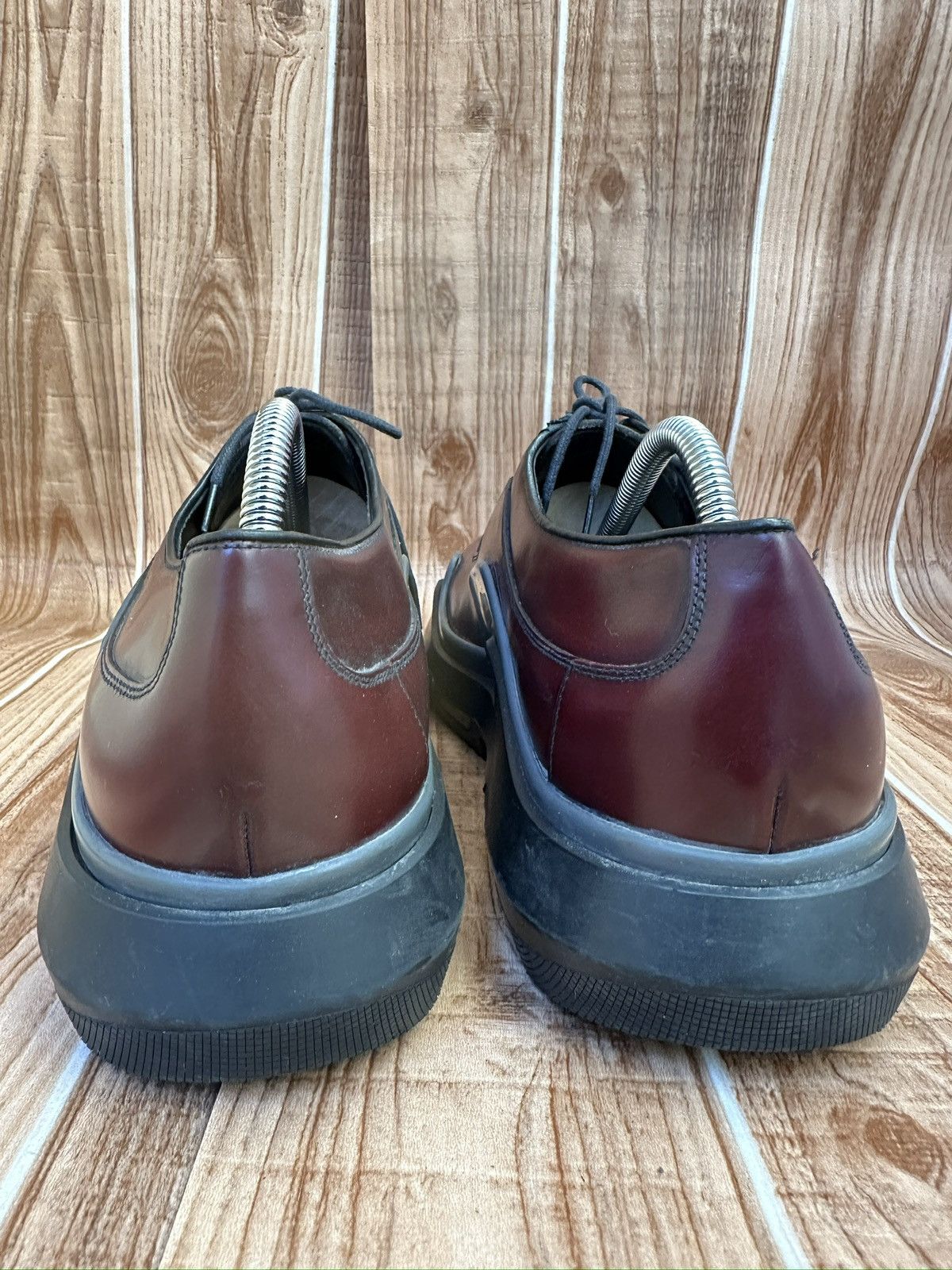 Prada AW15 Runway 2EG129 Show Wave Burgundy Derby Shoes Size US 10 / EU 43 - 12 Thumbnail
