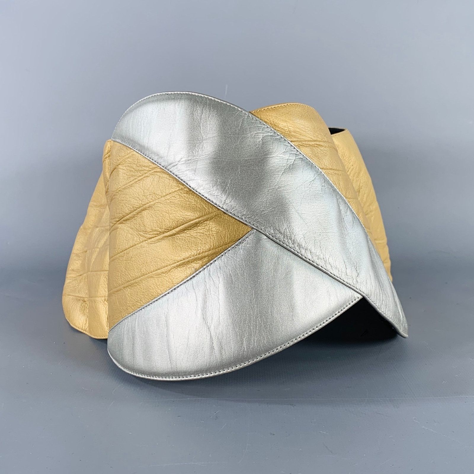 Charles Jourdan CHARLES JOURDAN Gold Silver Two Tone Leather Wide Belt Size ONE SIZE - 1 Thumbnail