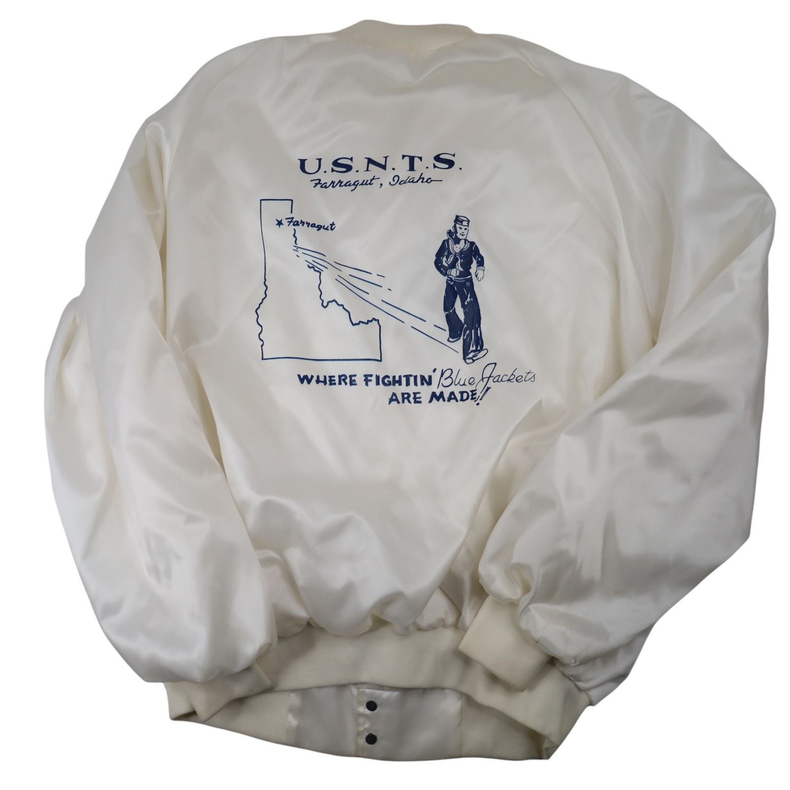 Vintage Vintage USNTS US Navy Fightin Blue Jackets Satin Jacket Size US XXL / EU 58 / 5 - 1 Thumbnail