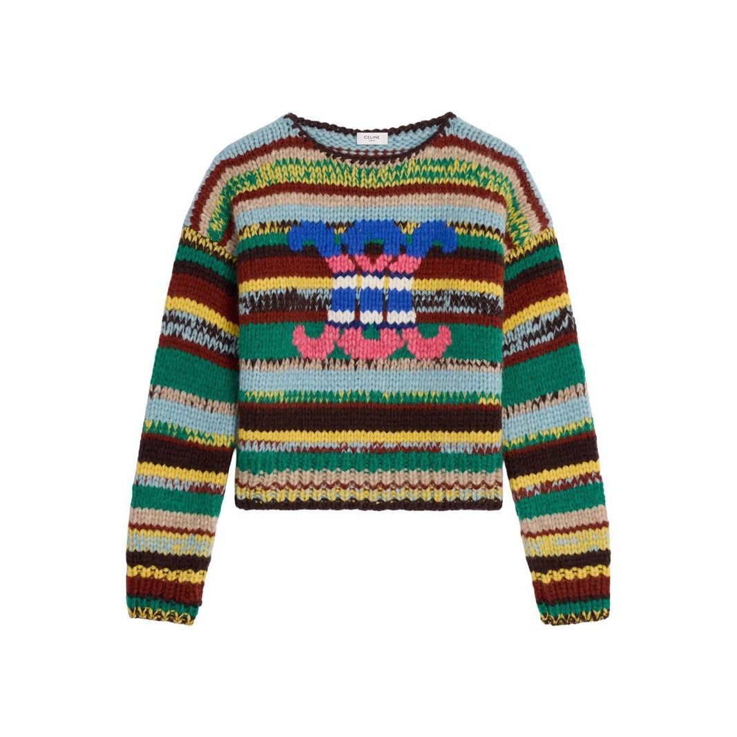 Celine CELINE $2000 Green/Multicolor Wool Sweater New & Authentic ( Size XS / US 0-2 / IT 36-38 - 1 Thumbnail