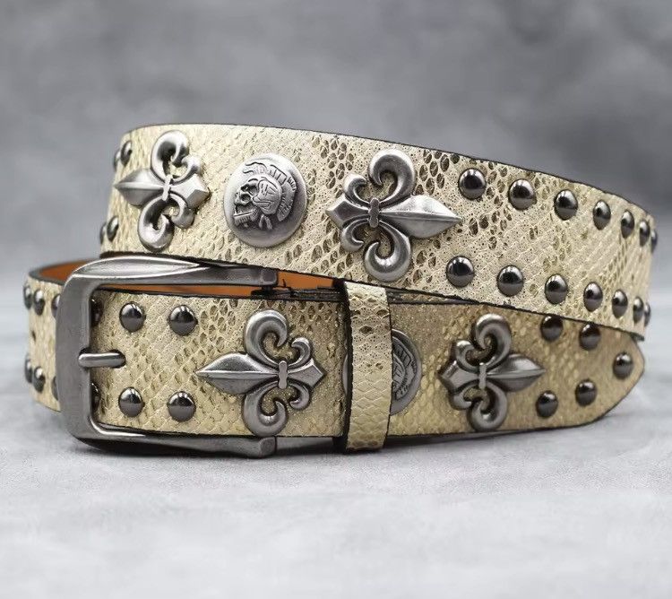 Japanese Brand Y2k PU Leather Rivet Punk Skull Rock Belt 105 Size ONE SIZE - 2 Thumbnail