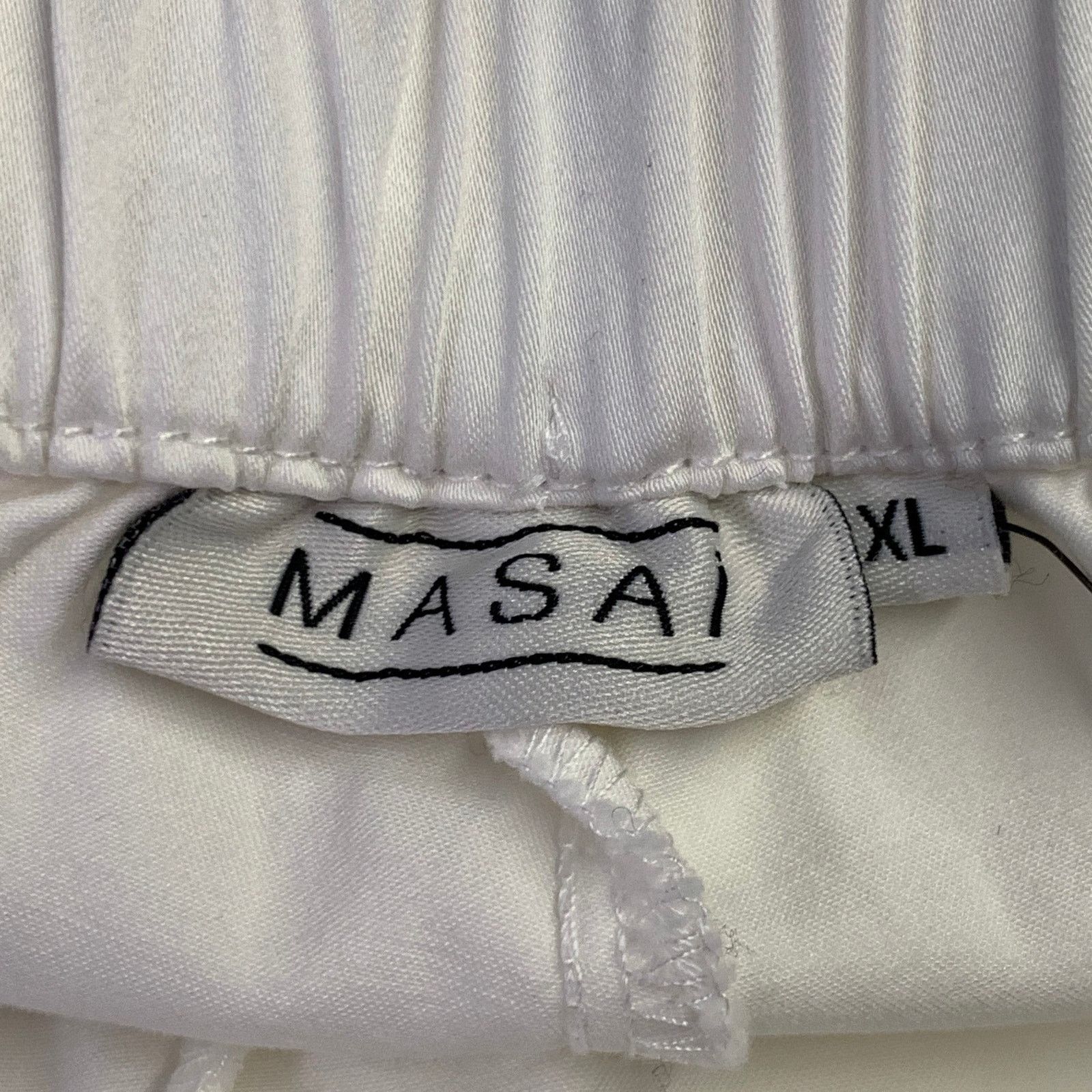 Other MASAI White Cotton Elastic Waistband Ankle Zip Casual Pants Size 32" / US 10 / IT 46 - 4 Thumbnail