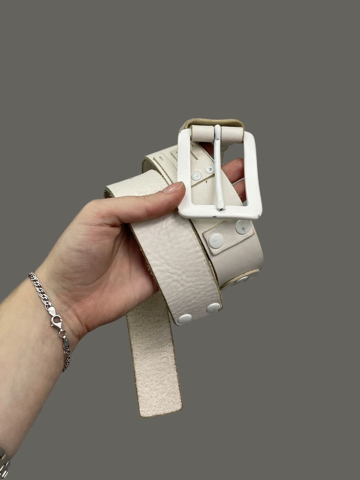 Diesel Diesel white leather belt Y2K big logo industrial style 90s Size ONE SIZE - 2 Thumbnail