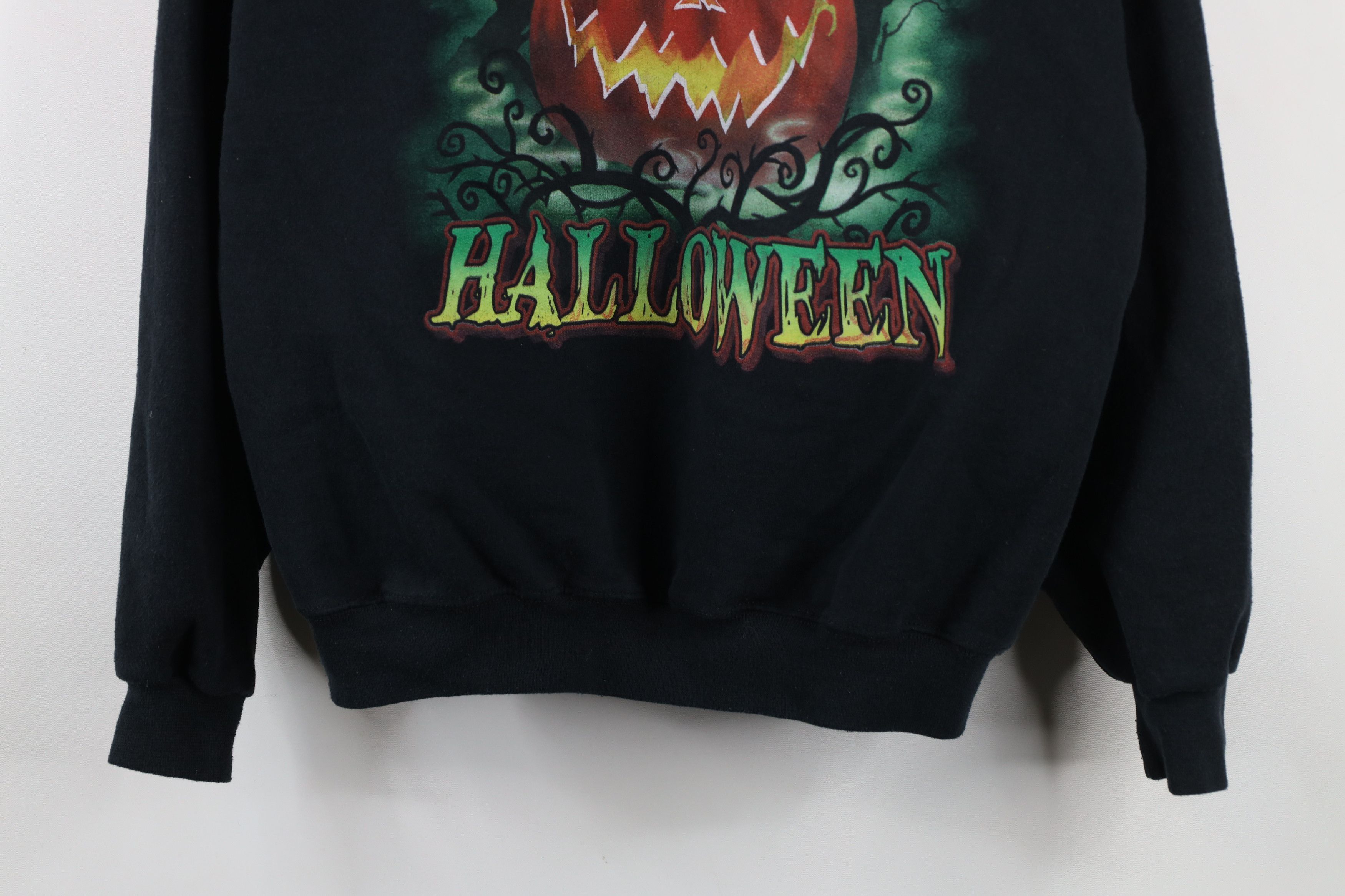 Vintage Vintage 90s Streetwear Halloween Pumpkin Sweatshirt Black Size US L / EU 52-54 / 3 - 3 Thumbnail