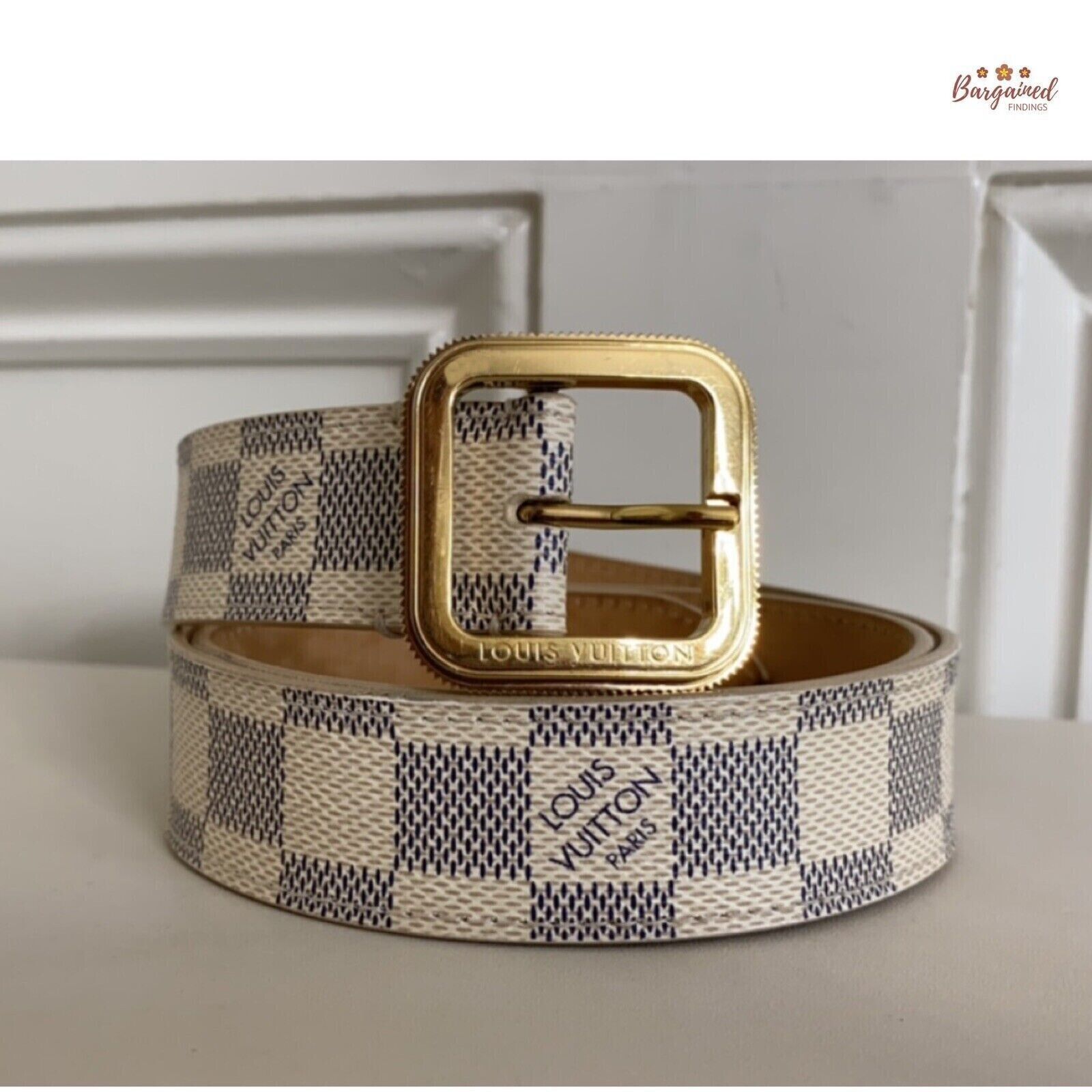Louis Vuitton Louis Vuitton Damier Azur Canvas Leather Tresor Belt Size 28 - 1 Thumbnail