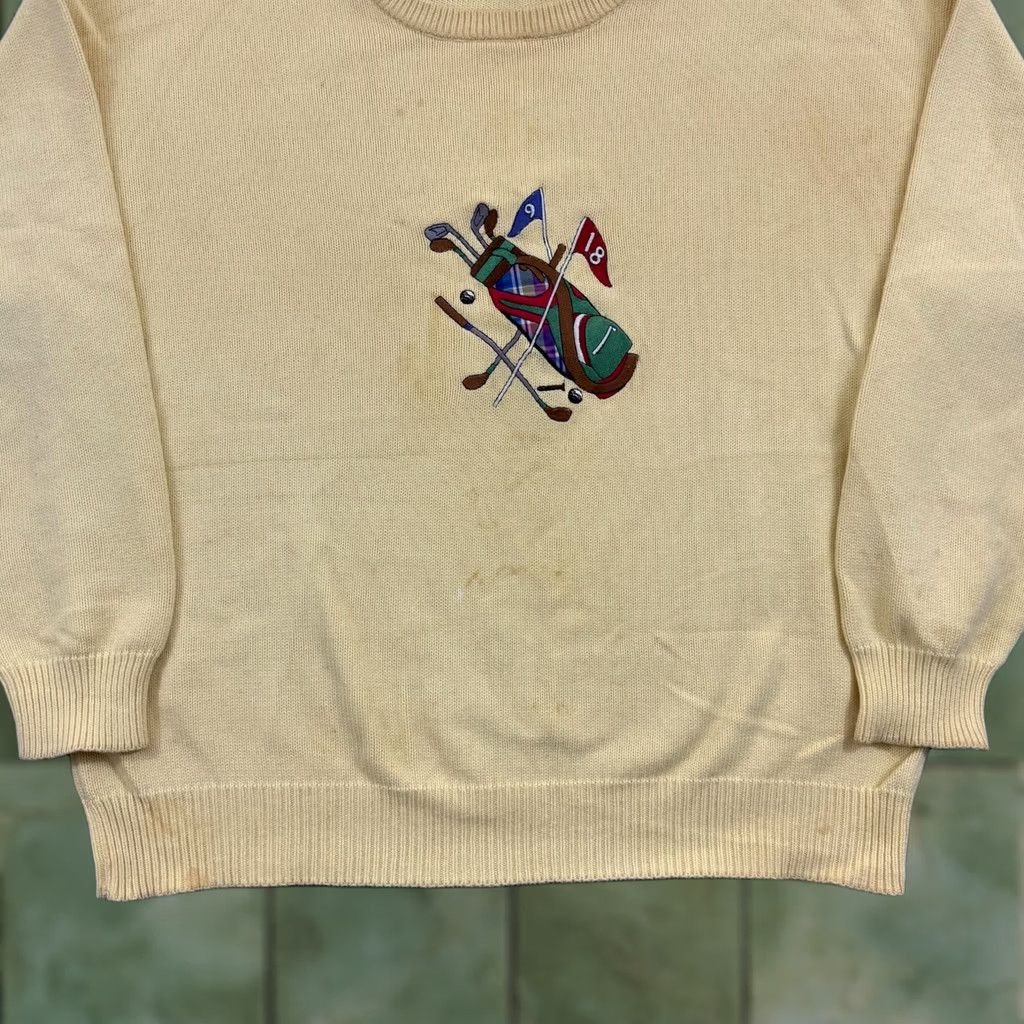 Vintage VINTAGE John Ashford Sweater Mens Large Golf Sport 90s Pullover Knit Long Sleeve Yellow Cotton Embroidered Logo 90s Theme Mens Size US L / EU 52-54 / 3 - 1 Thumbnail