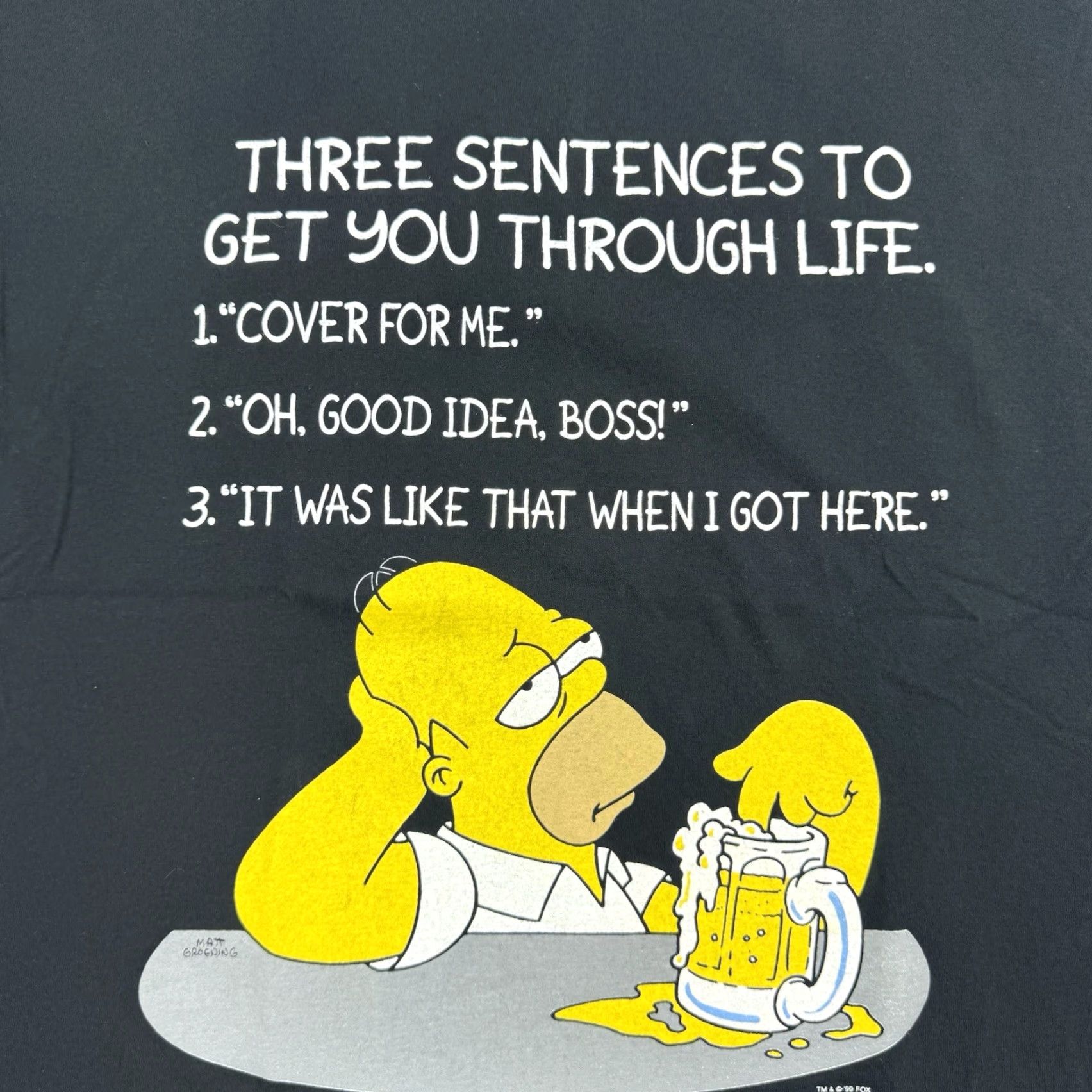 Vintage VINTAGE Fox Homer Simpson Funny T-Shirt Adult Large Black Graphic Print 90s Cartoon Mens Size US L / EU 52-54 / 3 - 2 Thumbnail