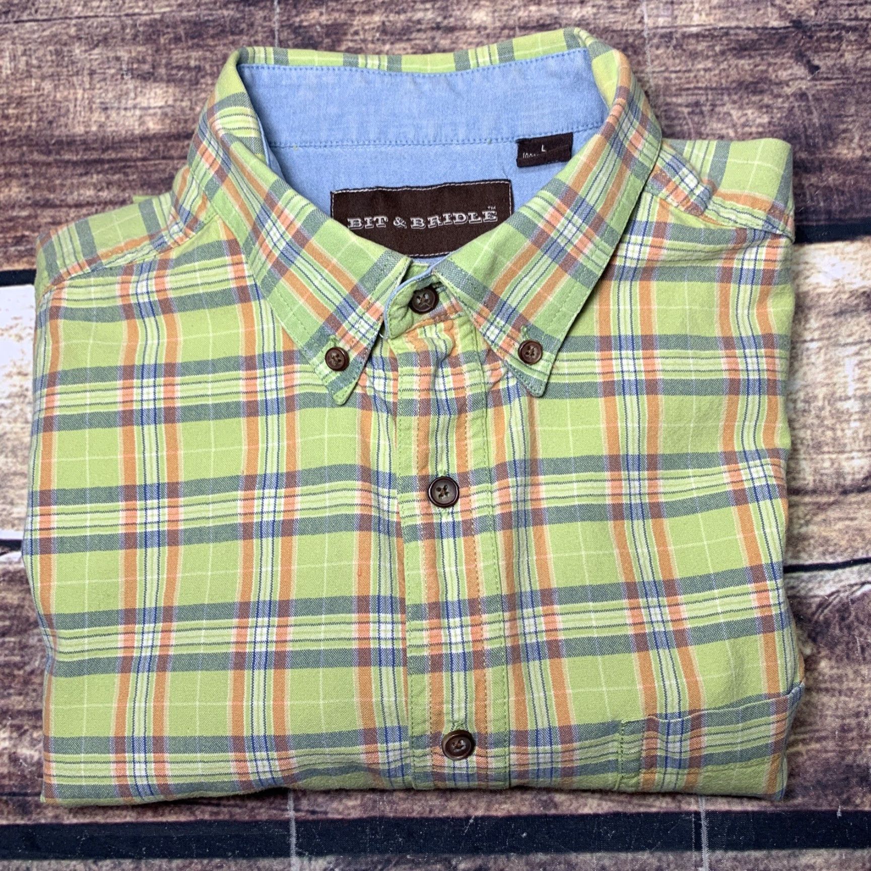 Vintage Bit & Bridle Shirt Men L Green Plaid Short Sleeve Button Down Cotton Size US L / EU 52-54 / 3 - 8 Thumbnail