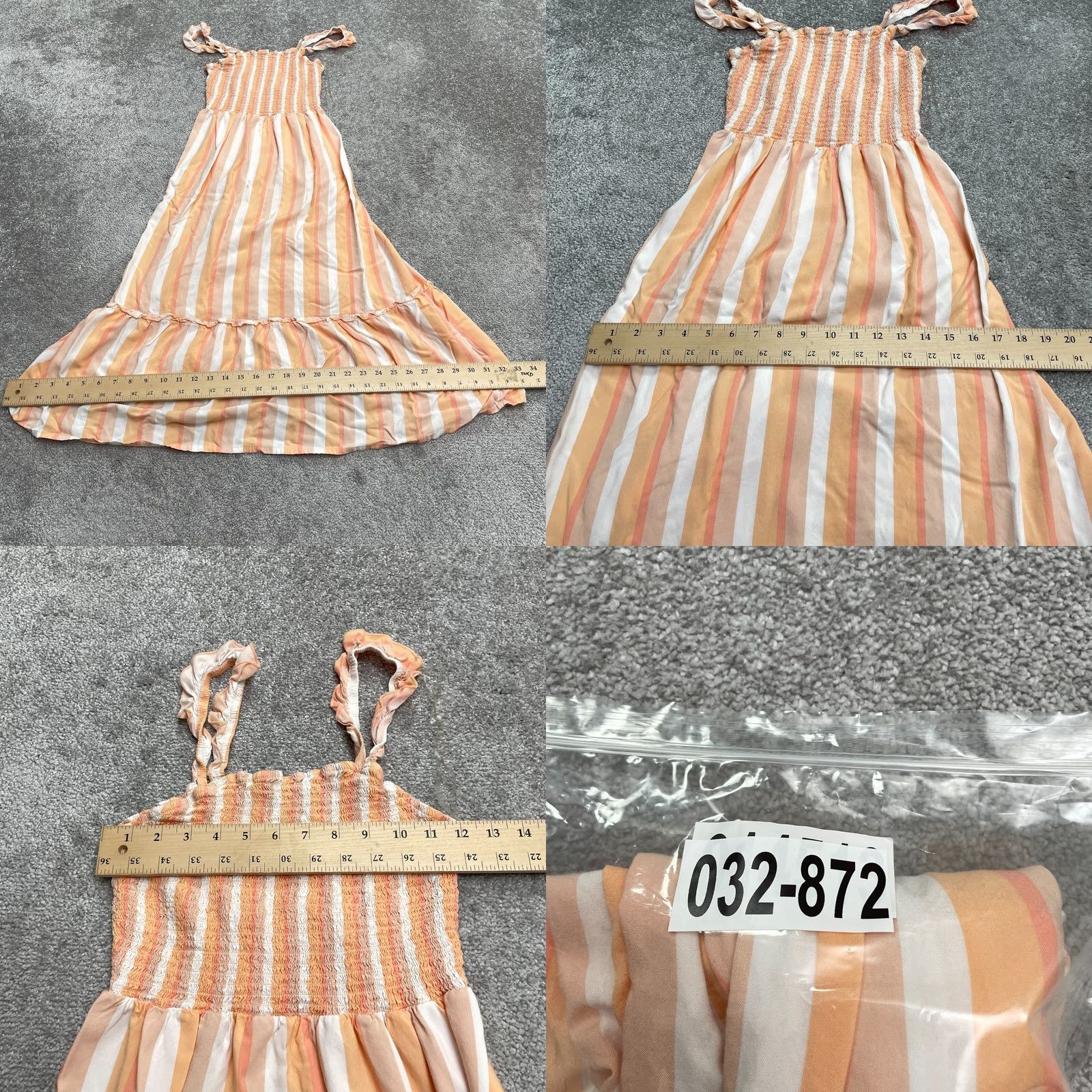 Vintage Coco And Shay Maxi Dress Juniors XL Orange White Striped Smocked Ruffles Sleeveless Viscose Rayon Beach Summer Women's Clothing Size XL / US 12-14 / IT 48-50 - 8 Thumbnail