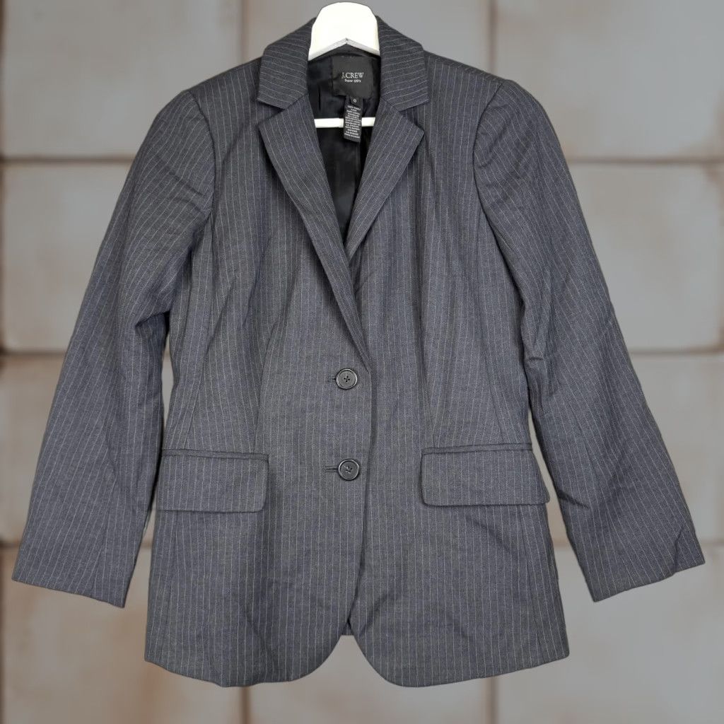 J.Crew J.Crew Blazer Jacket Coat Gray Double Breasted Wool Super 120's Women's 0 Size XS / US 0-2 / IT 36-38 - 1 Thumbnail