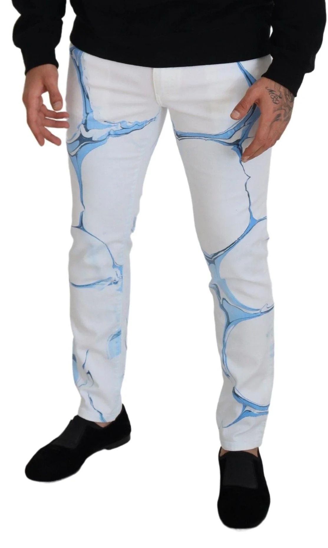 Dolce & Gabbana o1y0125 Logo Jeans in White/Blue Size US 28 / EU 44 - 3 Thumbnail