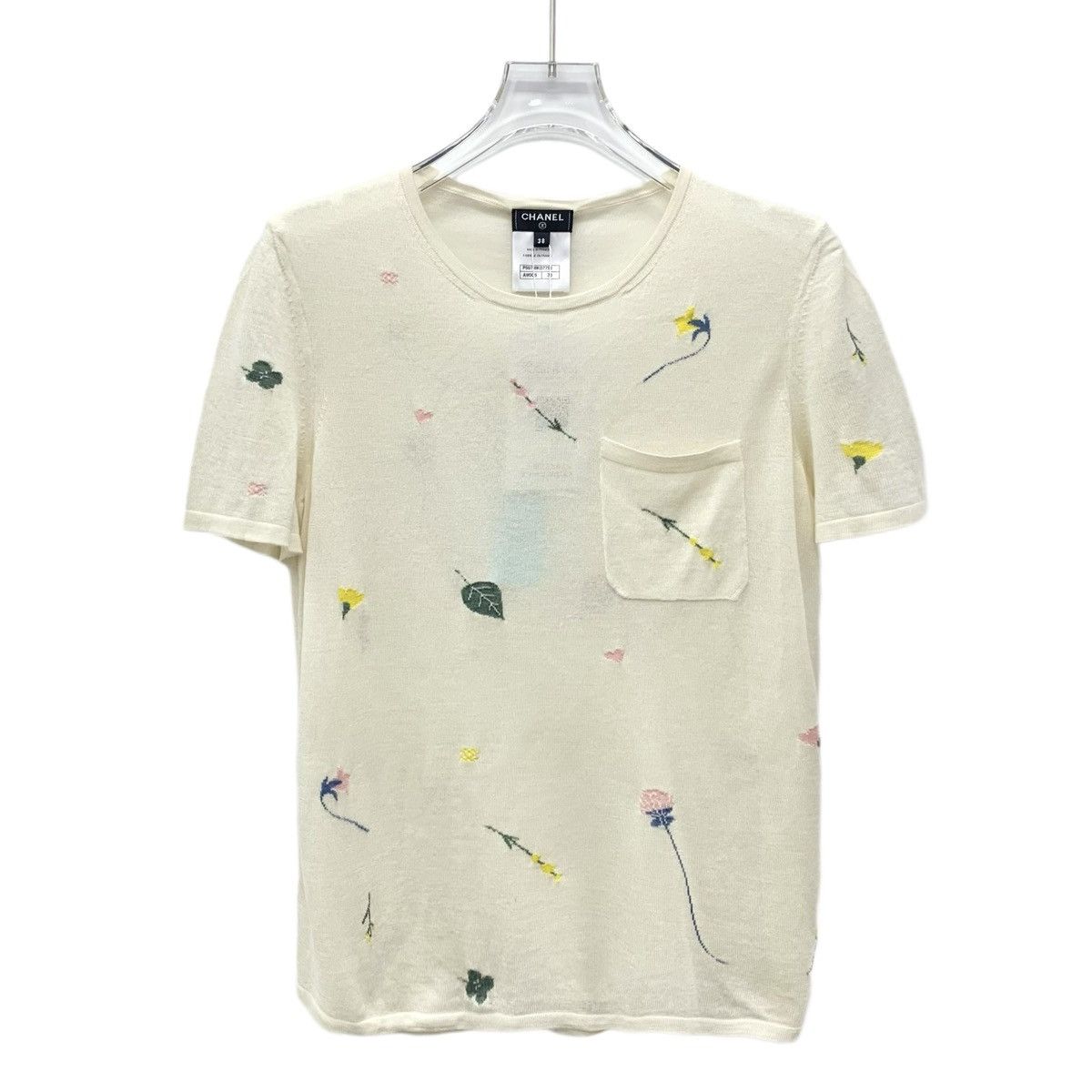Chanel Chanel Floral Intarsia Cashmere Short Sleeve T-Shirt K26WX Size S / US 4 / IT 40 - 1 Thumbnail