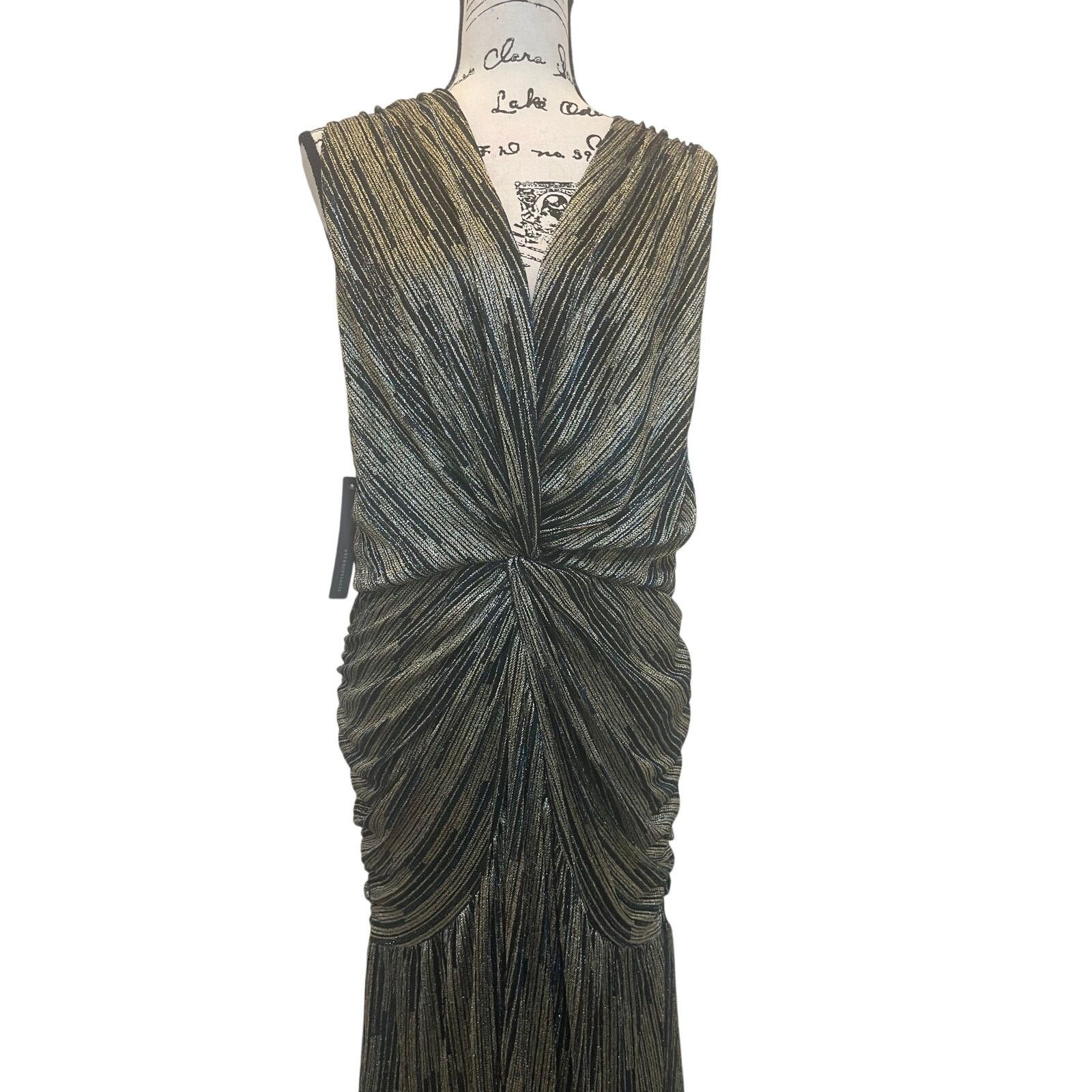 MISA Los Angeles MISA LOS ANGELES MAX DRESS METALLIC AVA TWIST RUCHED SZ XL Size XL / US 12-14 / IT 48-50 - 19 Thumbnail