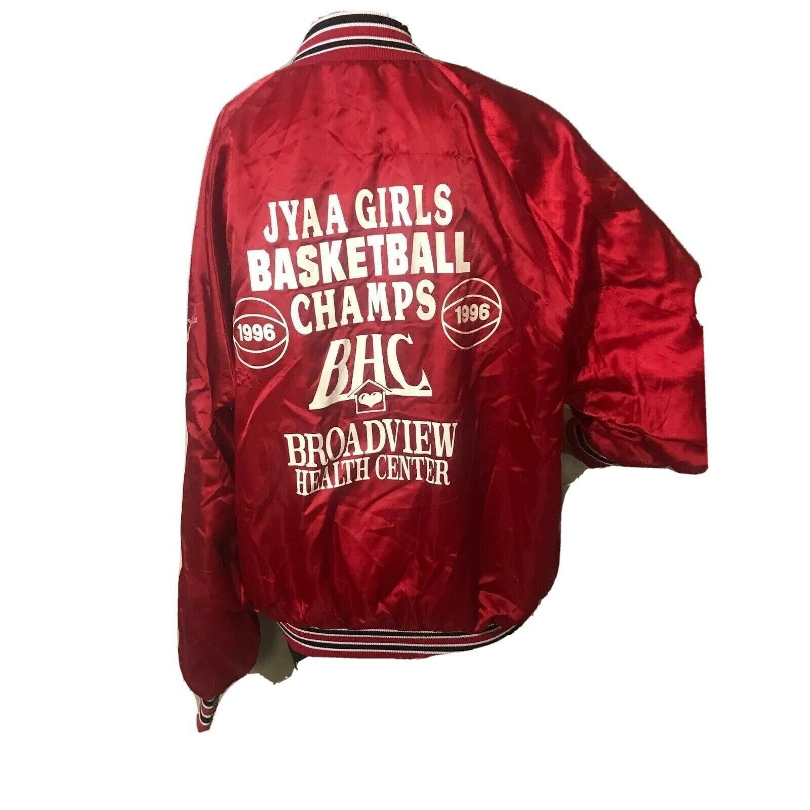 Other Vintage Red Satin Bomber Jacket 90s JYAA Girls Basketball P Size US L / EU 52-54 / 3 - 8 Thumbnail
