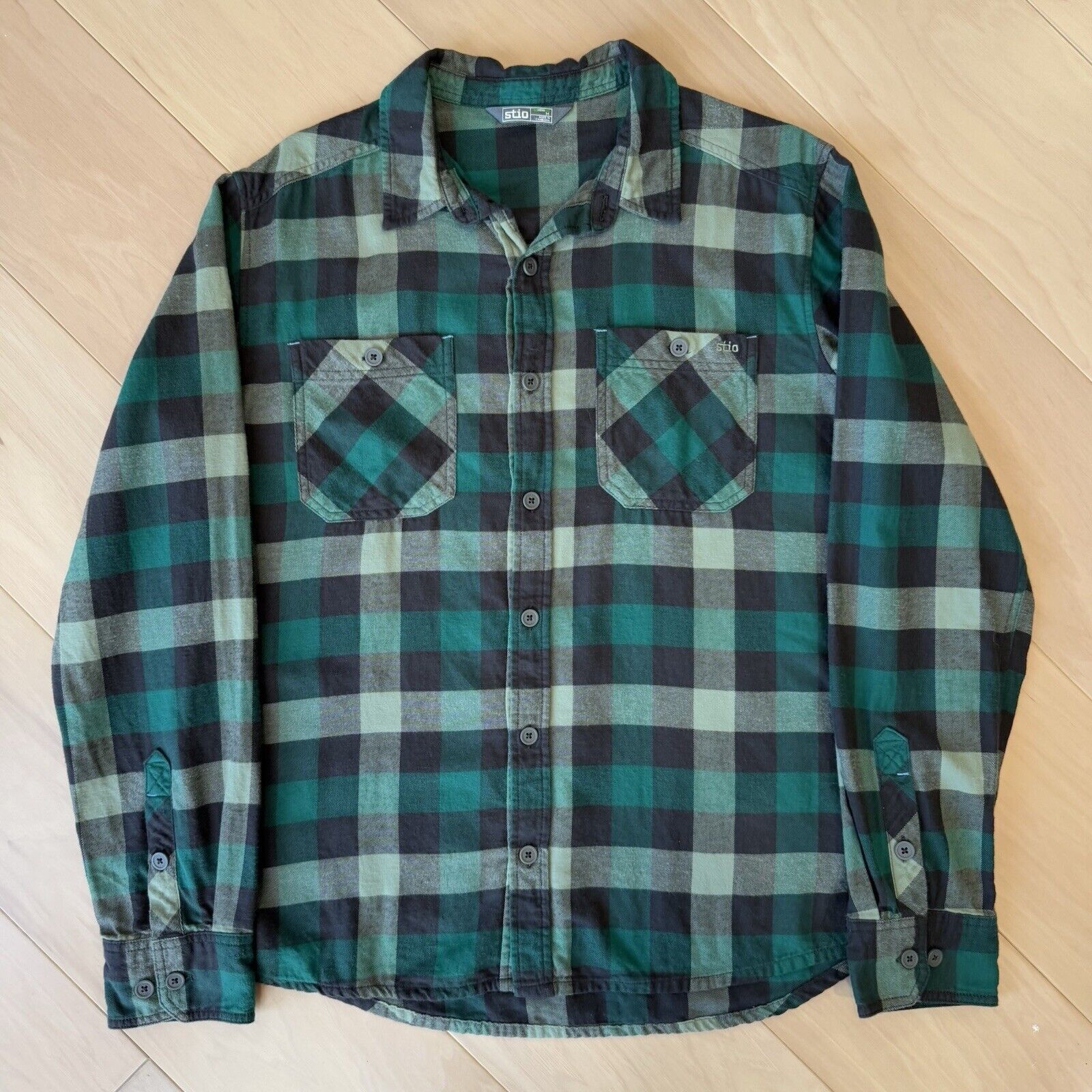 Stio Stio Flannel Medium Green Black Button Up Shirt Casual Size US M / EU 48-50 / 2 - 2 Thumbnail