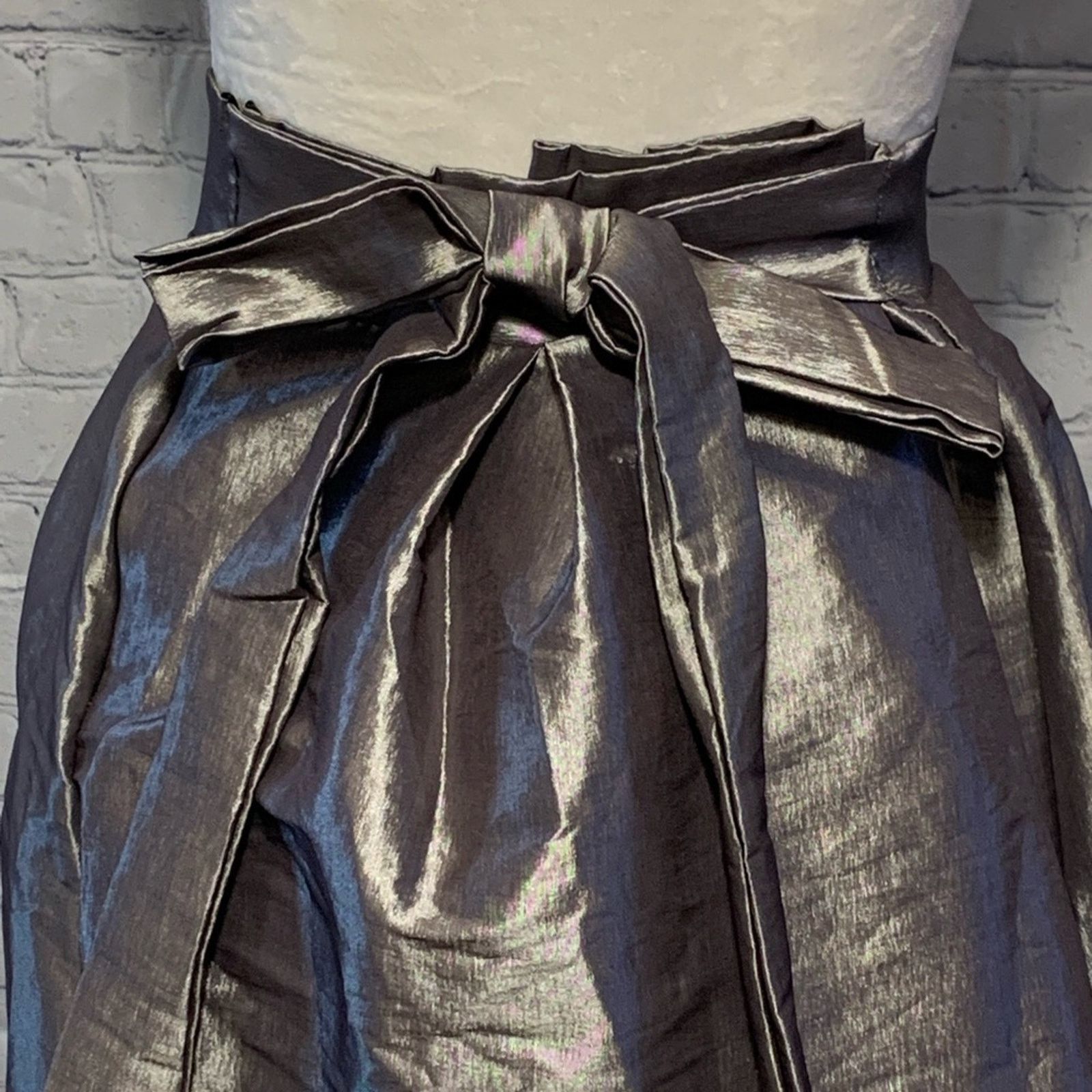 & Other Stories Cleo Metallic Flared A-Line Swing Casual Party Mini Skirt Size 42" / US 20 - 7 Thumbnail