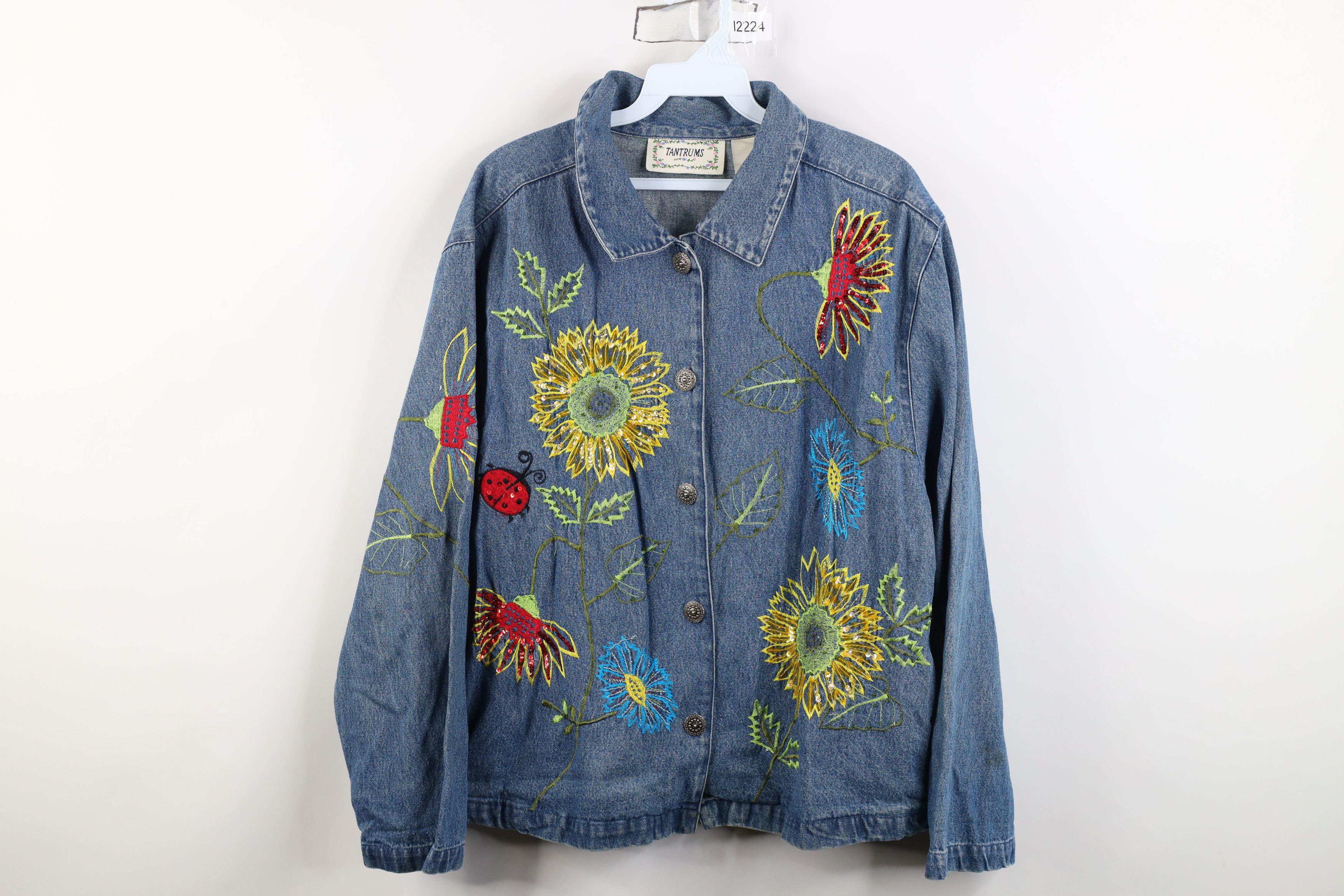 Vintage Vintage 90s Y2K Streetwear Nature Sun Flower Denim Jacket Size M / US 6-8 / IT 42-44 - 1 Thumbnail