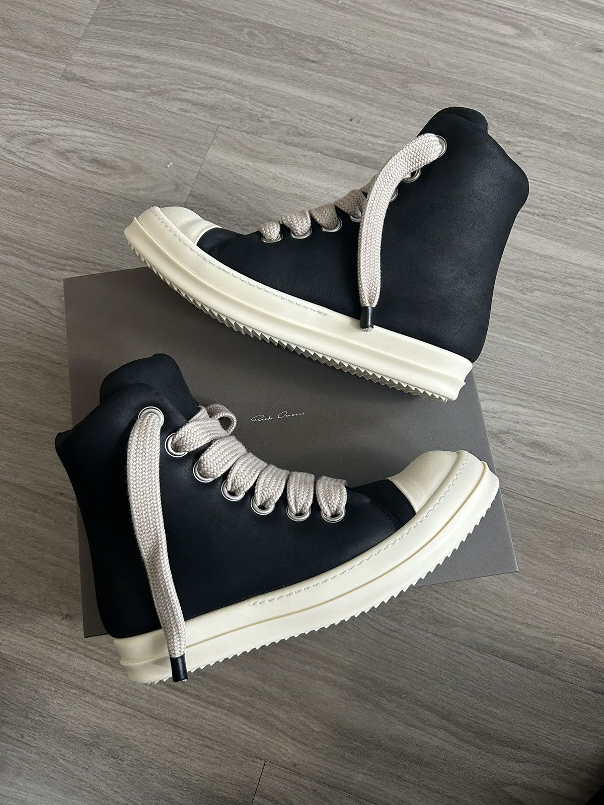 Rick owens ramone hi top jumbo lace puffer