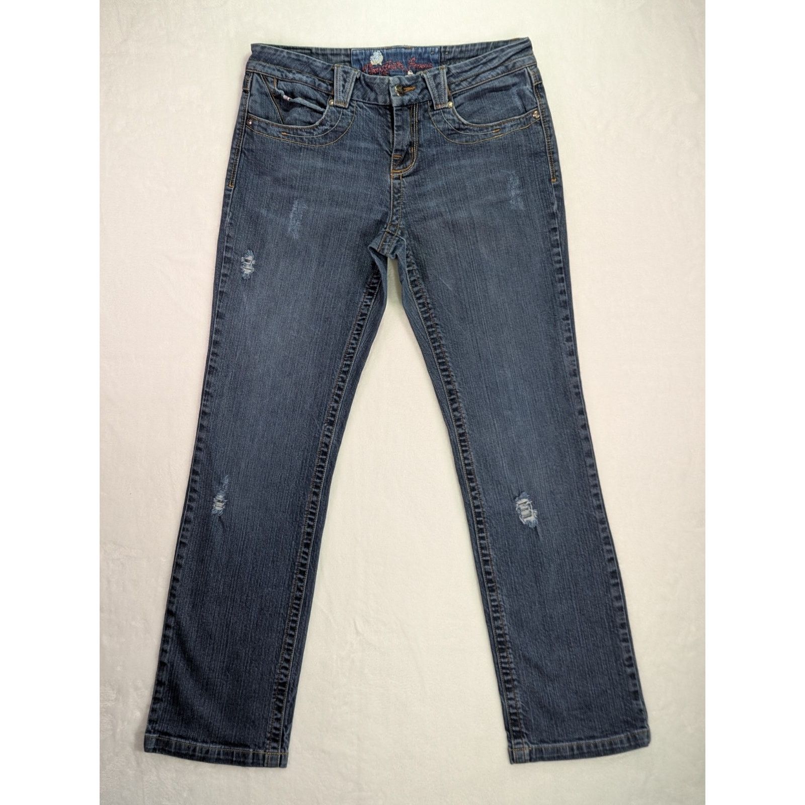 Other Vtg Candie's Y2K Embroidered Distressed Straight Jeans Sz 9 Size 33" - 2 Thumbnail