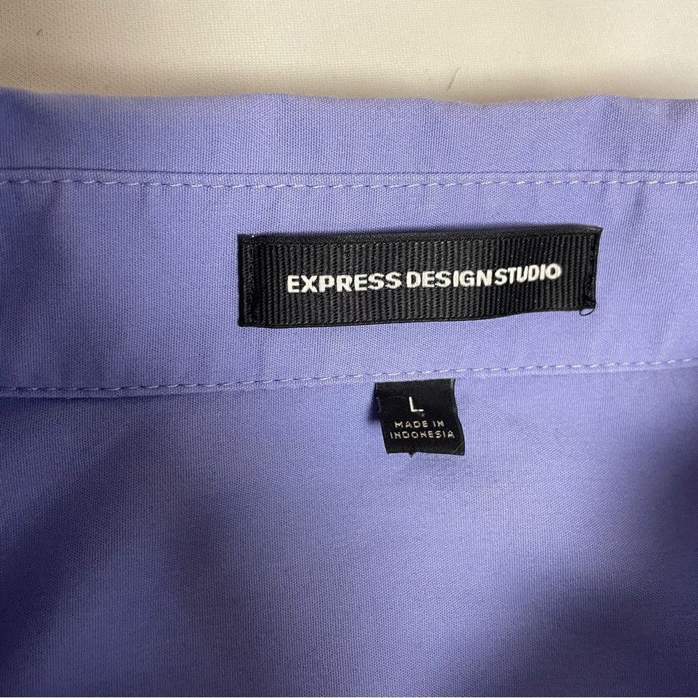 Express Express Design Studio Long Sleeve Purple Cotton Shirt Size Size L / US 10 / IT 46 - 7 Thumbnail