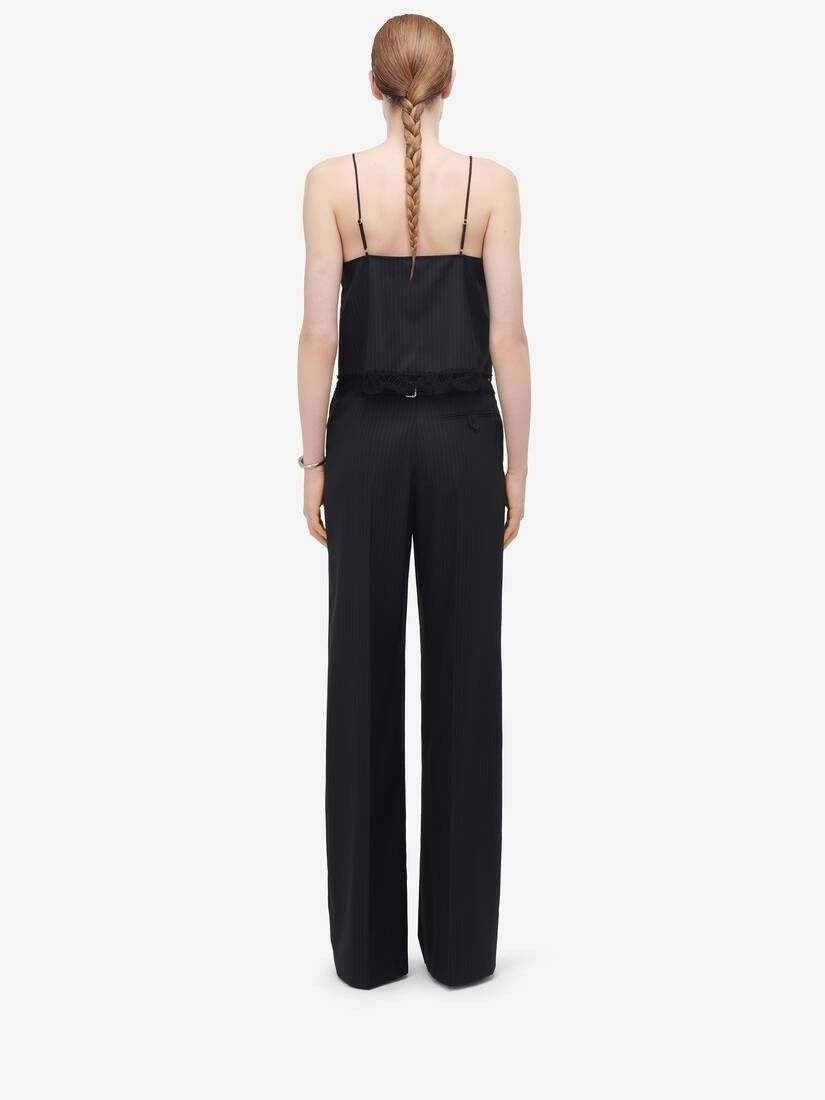 Alexander McQueen o1srvl11e0326 High-waisted Wide Leg Trousers in Navy Size 25" / US 0 / IT 36 - 4 Thumbnail