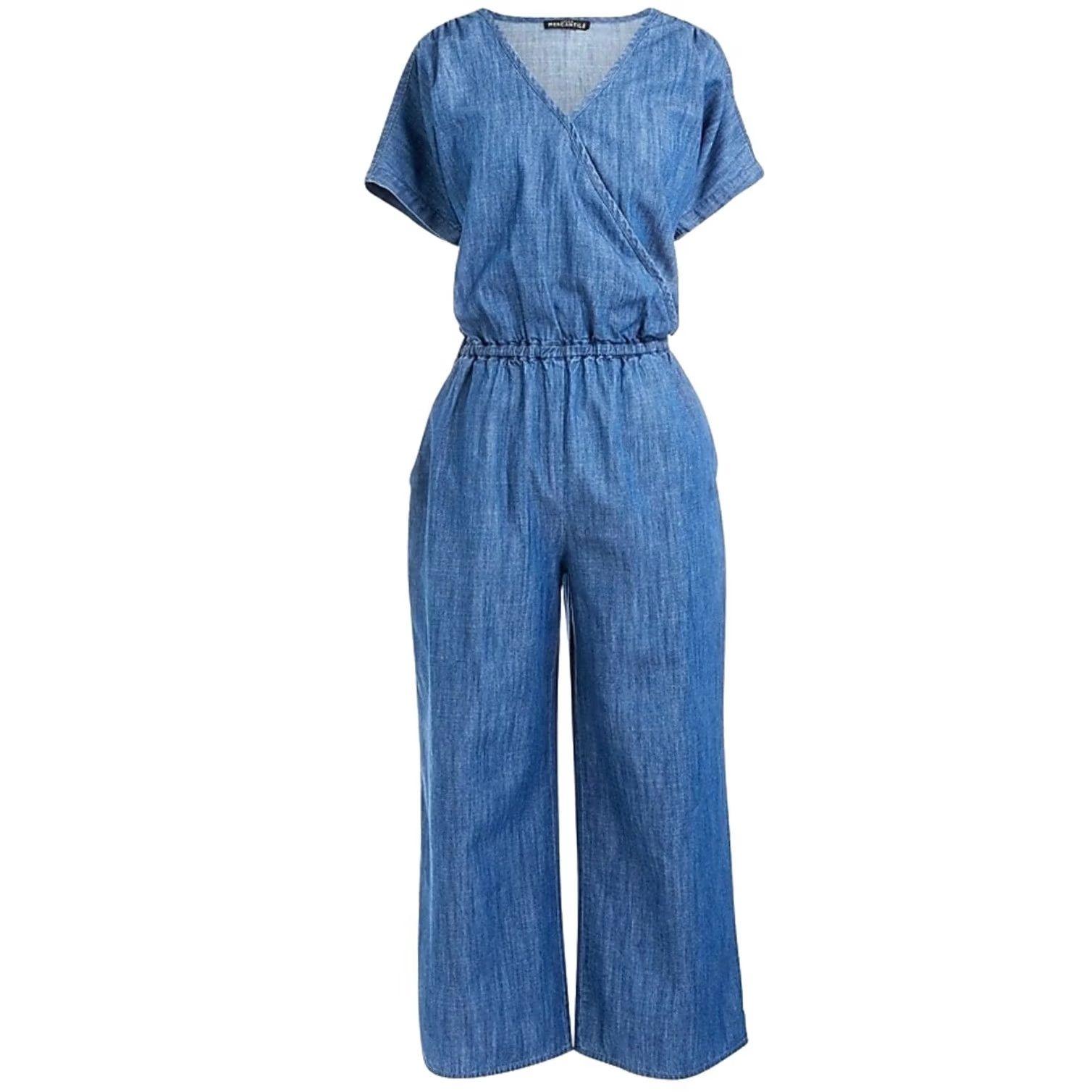 J.Crew J.Crew Women’s Denim Jumpsuit One Piece Blue Stretch Waist Cropped V-Neck XS Adults Women Size 26" / US 2 / IT 38 - 3 Thumbnail