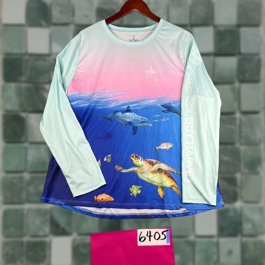 Guy Harvey Guy Harvey Shirt Womens Long Sleeve Ocean Print 1X Water UV Protection Multicolor Beach Fishing Activewear Size XL / US 12-14 / IT 48-50 - 1 Thumbnail