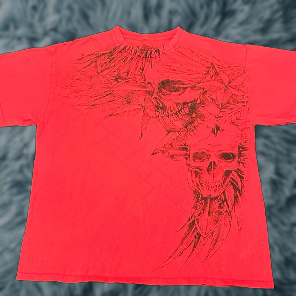 Vintage VINTAGE MMA Elite Skull Wings Grunge Punk VTG Shirt Mens Size L Red Size US L / EU 52-54 / 3 - 1 Thumbnail