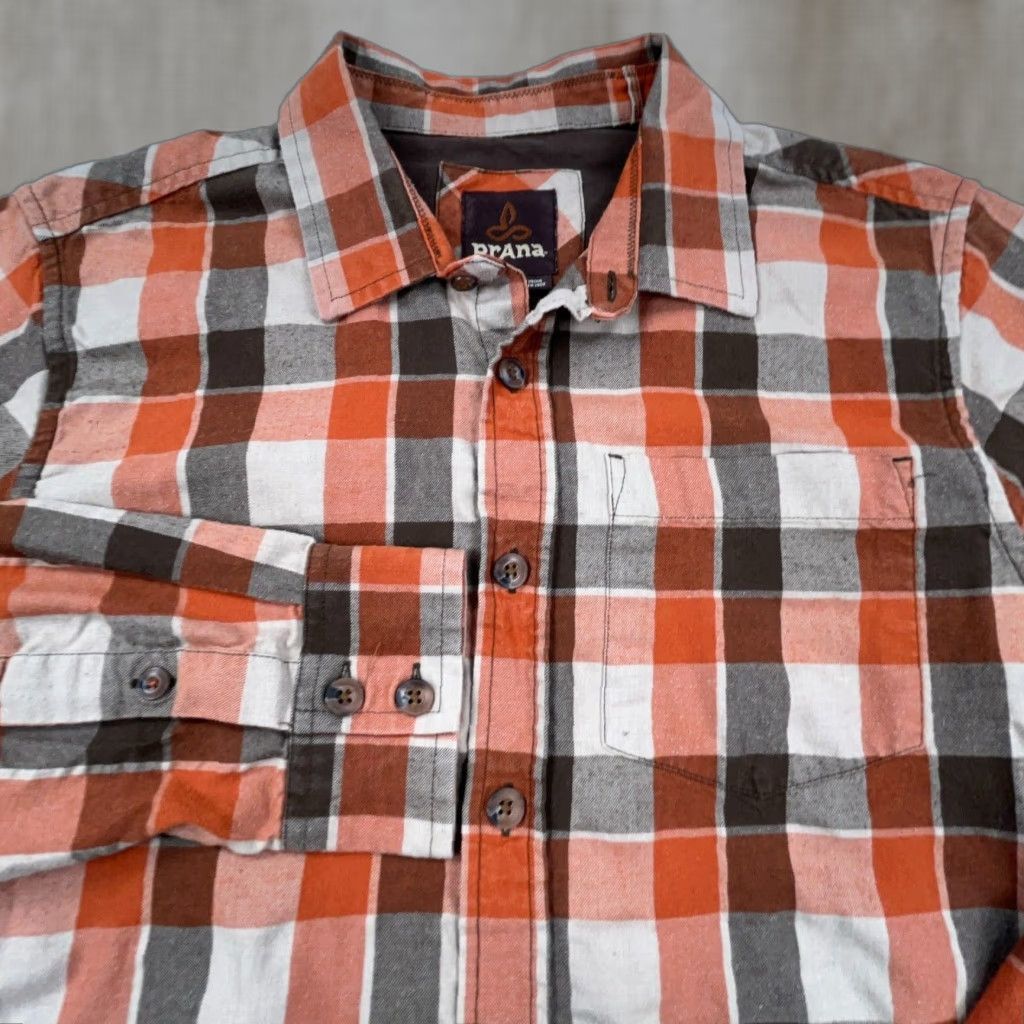 Prana Prana Shirt Men Medium Orange Brown Plaid Flannel Button-Up Outdoors Camp Hiking Size US M / EU 48-50 / 2 - 1 Thumbnail