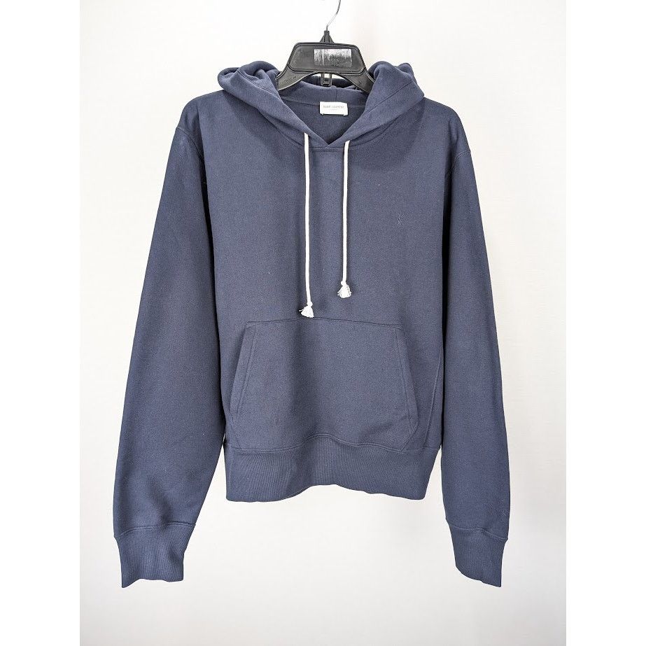 Saint Laurent Paris o1rshd1 Molleton Doux Gots Hoodie In Marine Size US M / EU 48-50 / 2 - 1 Thumbnail