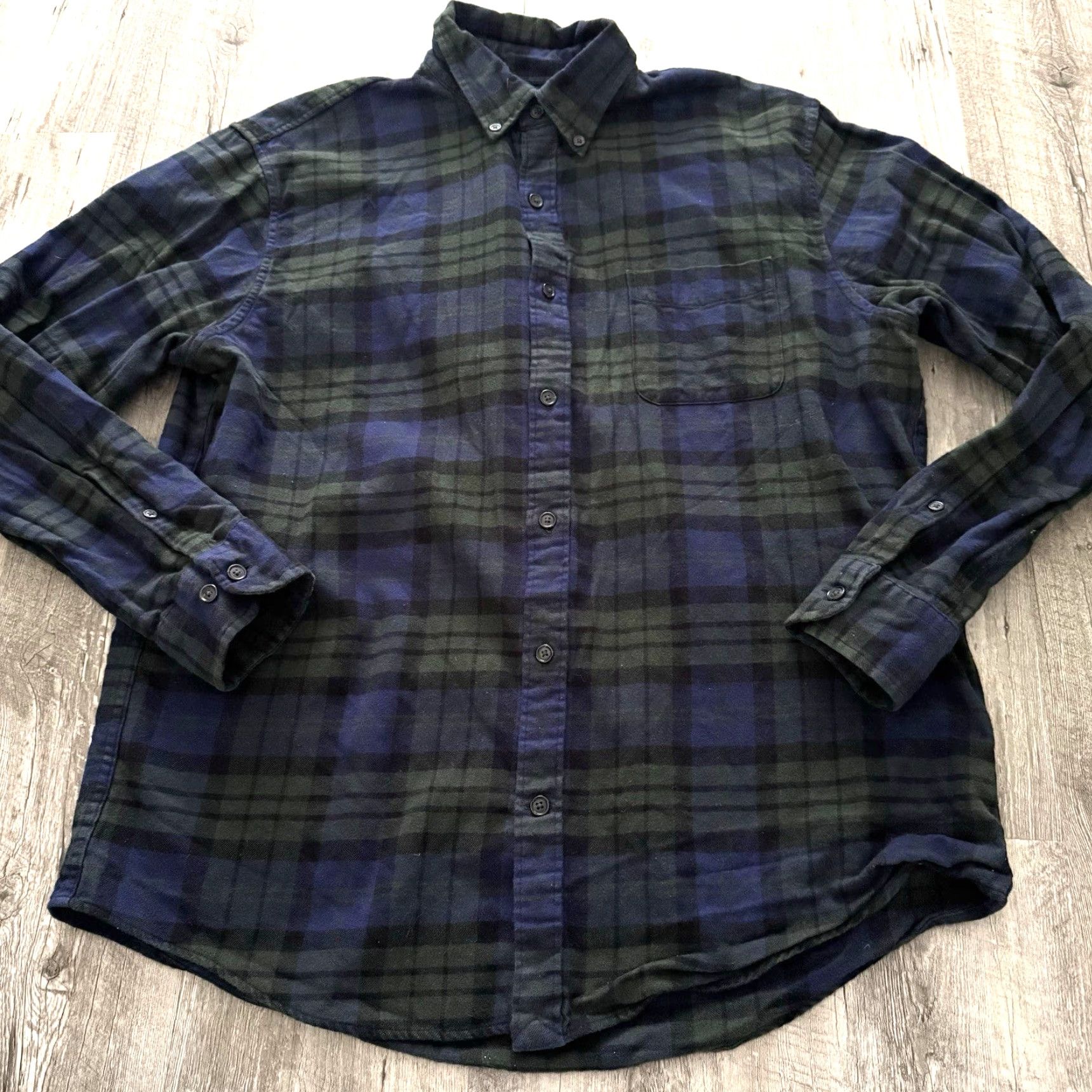 Lands' End Lands' End Shirt Mens XL Plaid Flannel Button-Up Blue Green Cotton Button-Down Collar Classic Preppy Casual Size US XL / EU 56 / 4 - 6 Thumbnail