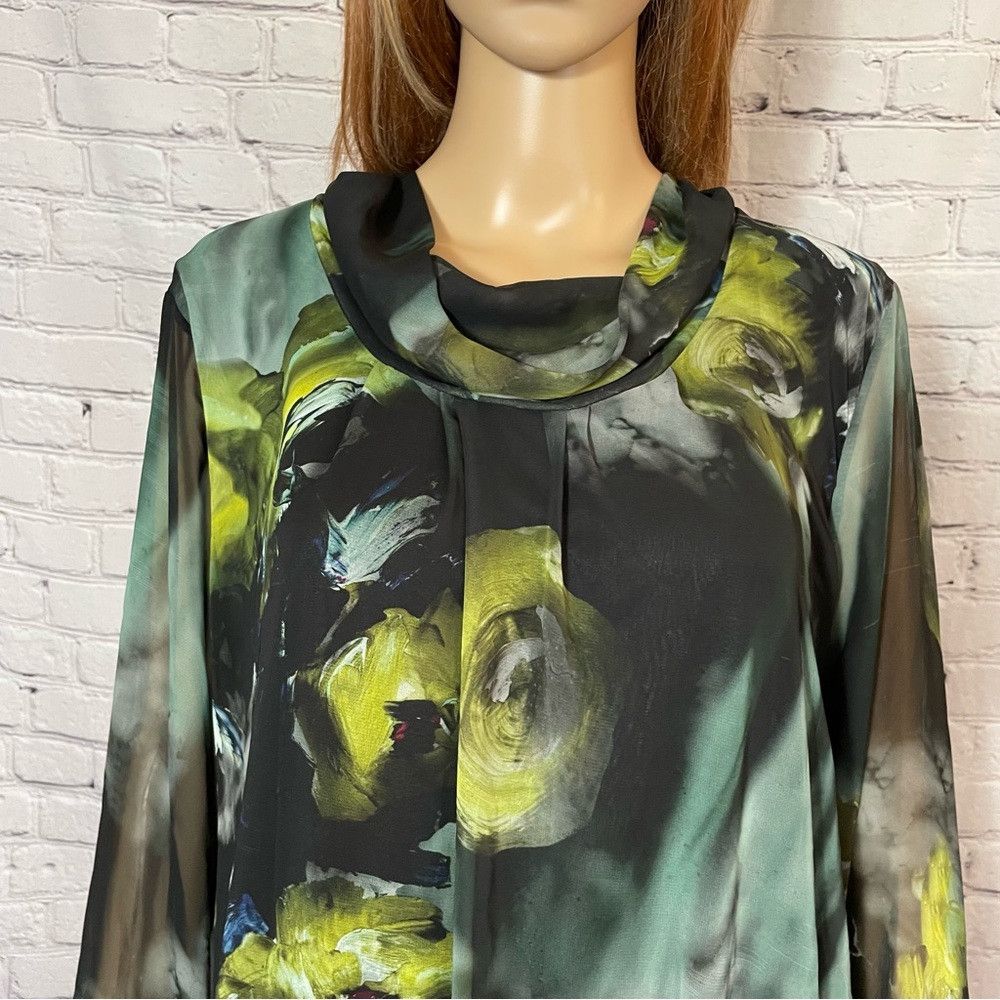 Other Lattementa Watercolor Floral Chiffon Long Sleeve Blouse Mad Size L / US 10 / IT 46 - 2 Thumbnail