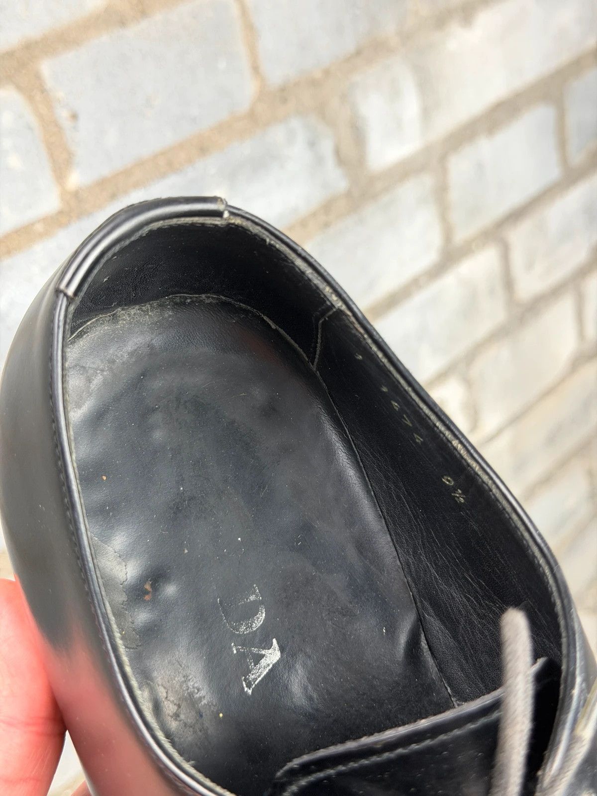 Prada 90's archive square toes leather Oxford derby loafers