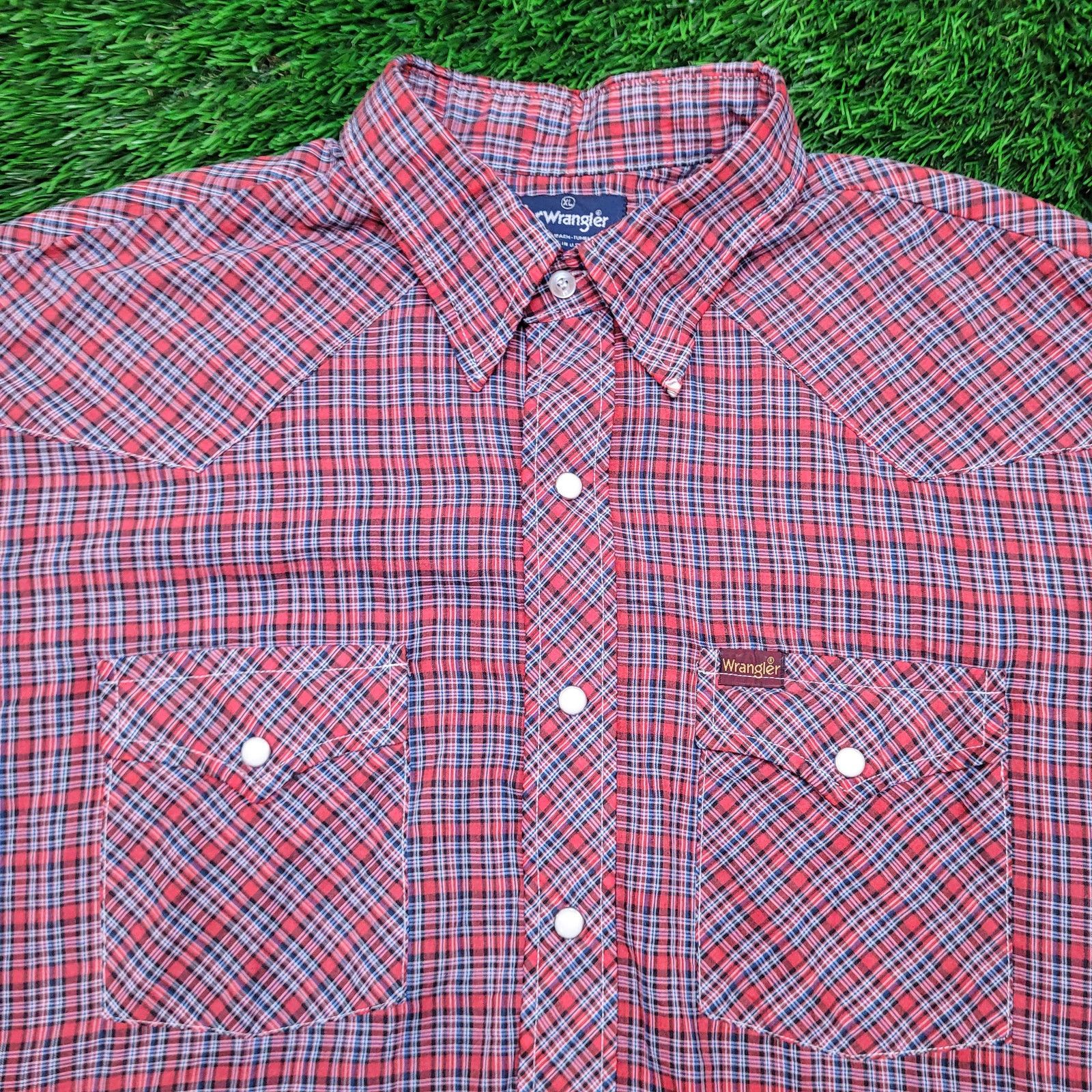Wrangler VTG 80s Wrangler Pearl Snap Western Shirt Mens XL USA Plaid Size US XL / EU 56 / 4 - 2 Thumbnail