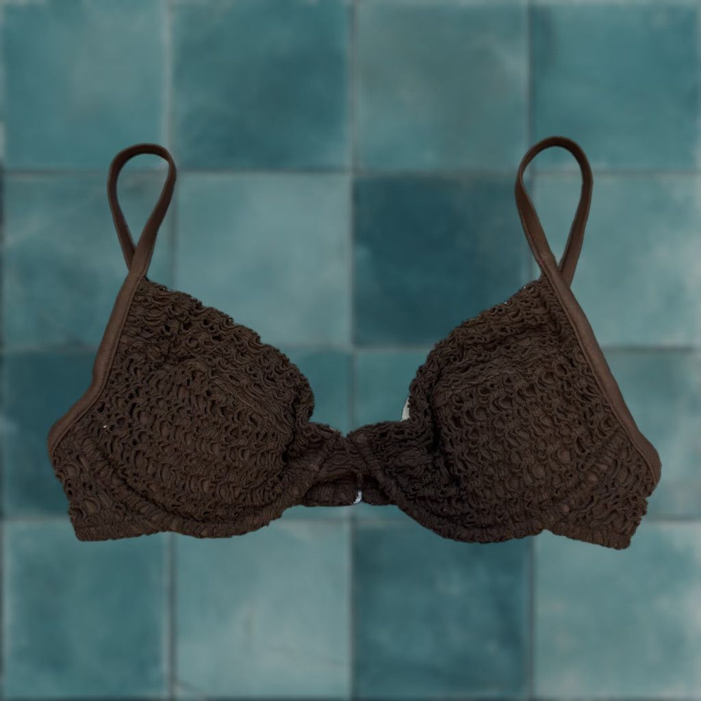 Victoria's Secret VINTAGE Victoria's Secret Bikini Swim Top M/L Brown Crochet Coconut Women's M/L Bikini Top Size M / US 6-8 / IT 42-44 - 1 Thumbnail