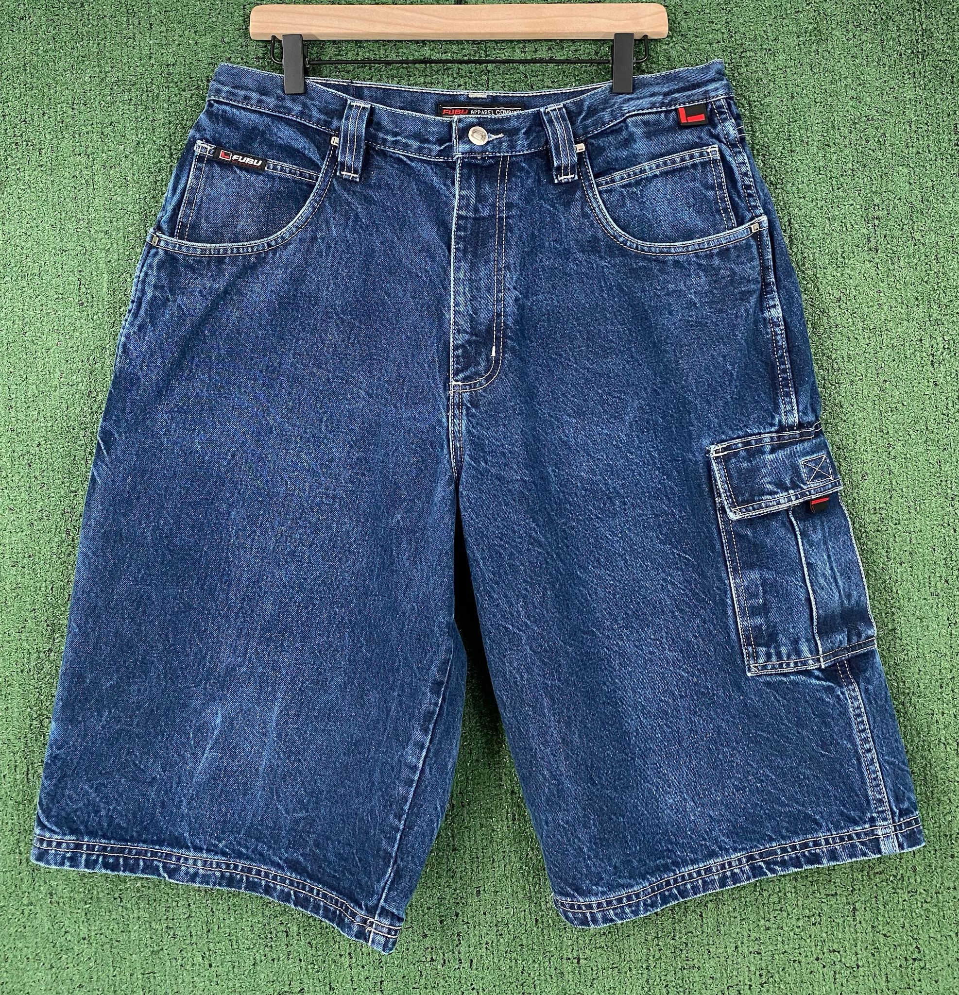 Fubu 90’s Fubu Cargo Heavyweight Denim Jean Shorts Jorts Size 34 Size US 34 / EU 50 - 1 Thumbnail
